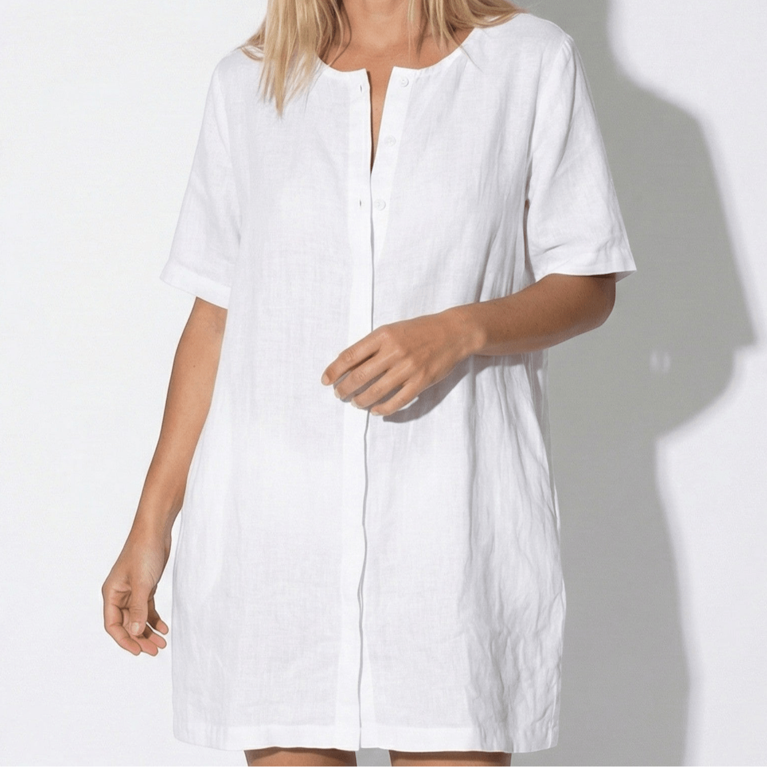 Megan - Women's V - Neck Beach Cover Up Dress - Dress - White - Parker&Brooks