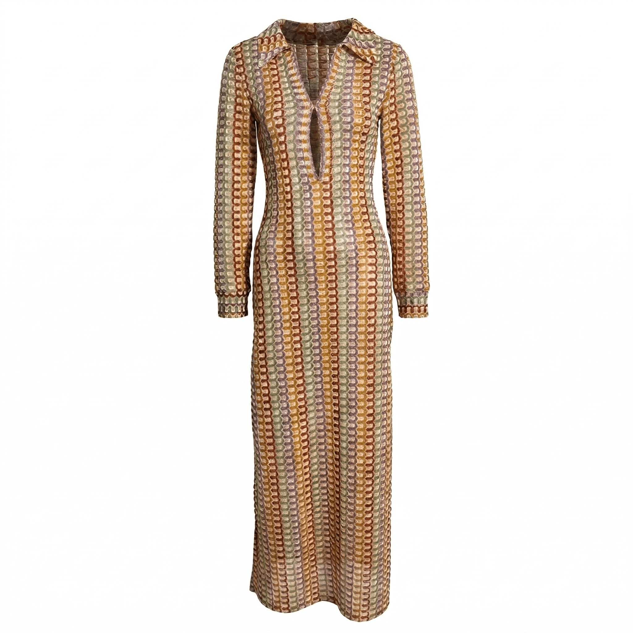 Mia - Women's Summer Long Sleeve Maxi Dress - Maxi Dresses - Brown - Parker&Brooks