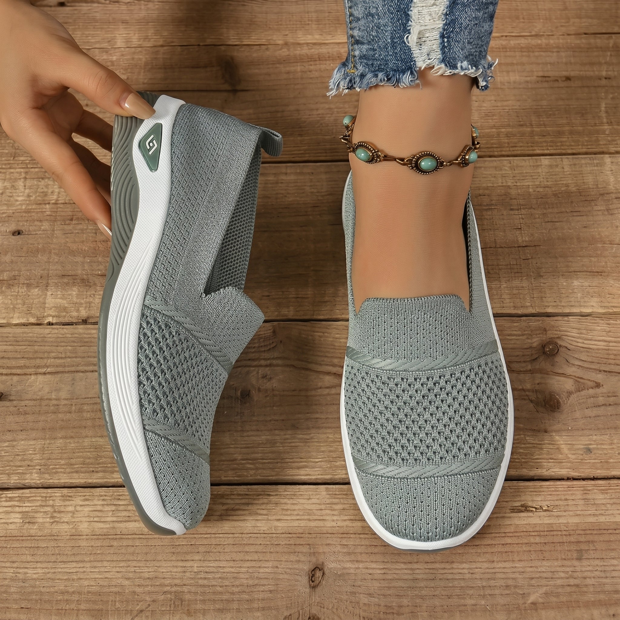 Monika - Women's Orthopedic Cushioned Slip-On Sneaker - Orthopaedic Shoes - Green - Parker&Brooks