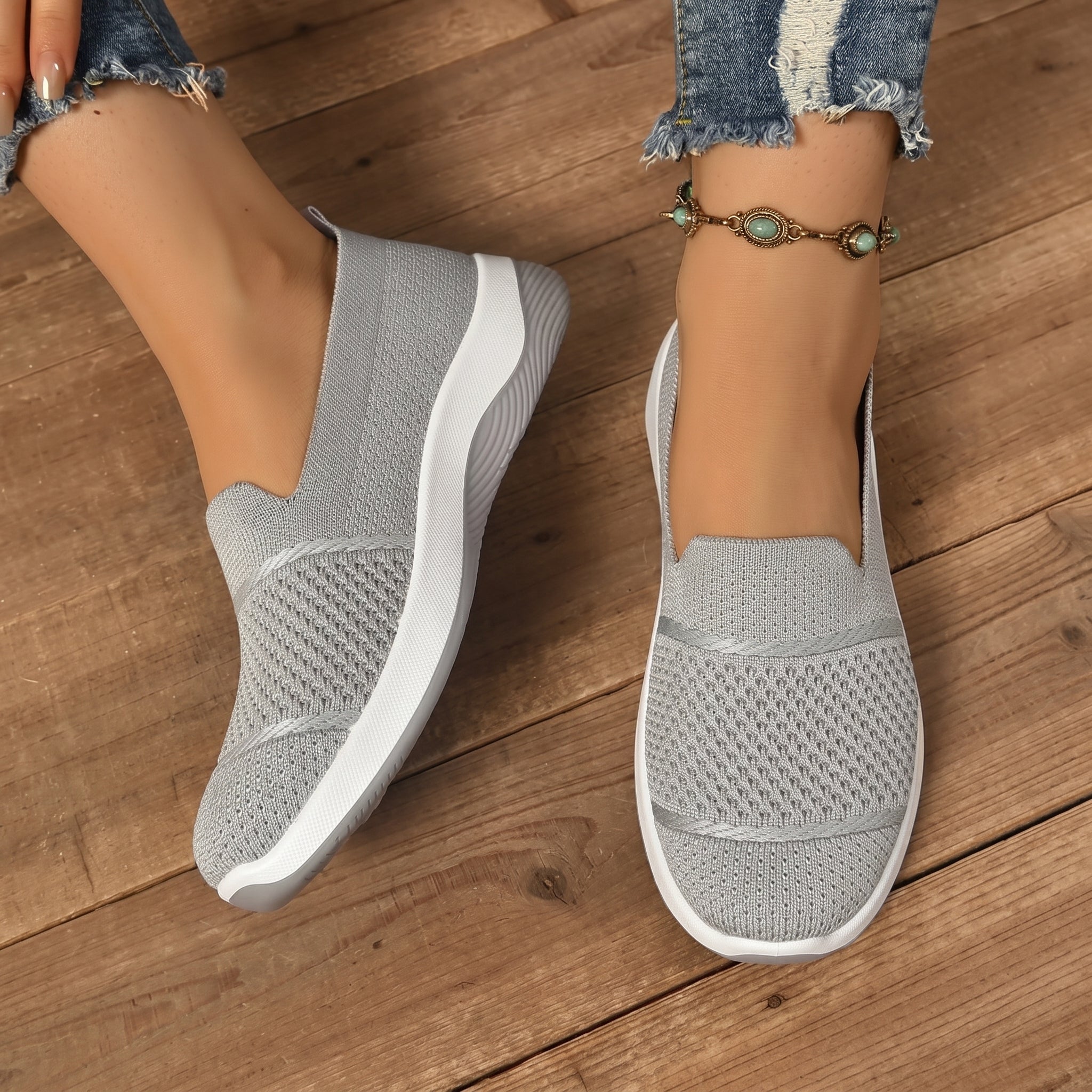 Monika - Women's Orthopedic Cushioned Slip-On Sneaker - Orthopaedic Shoes - Gray - Parker&Brooks