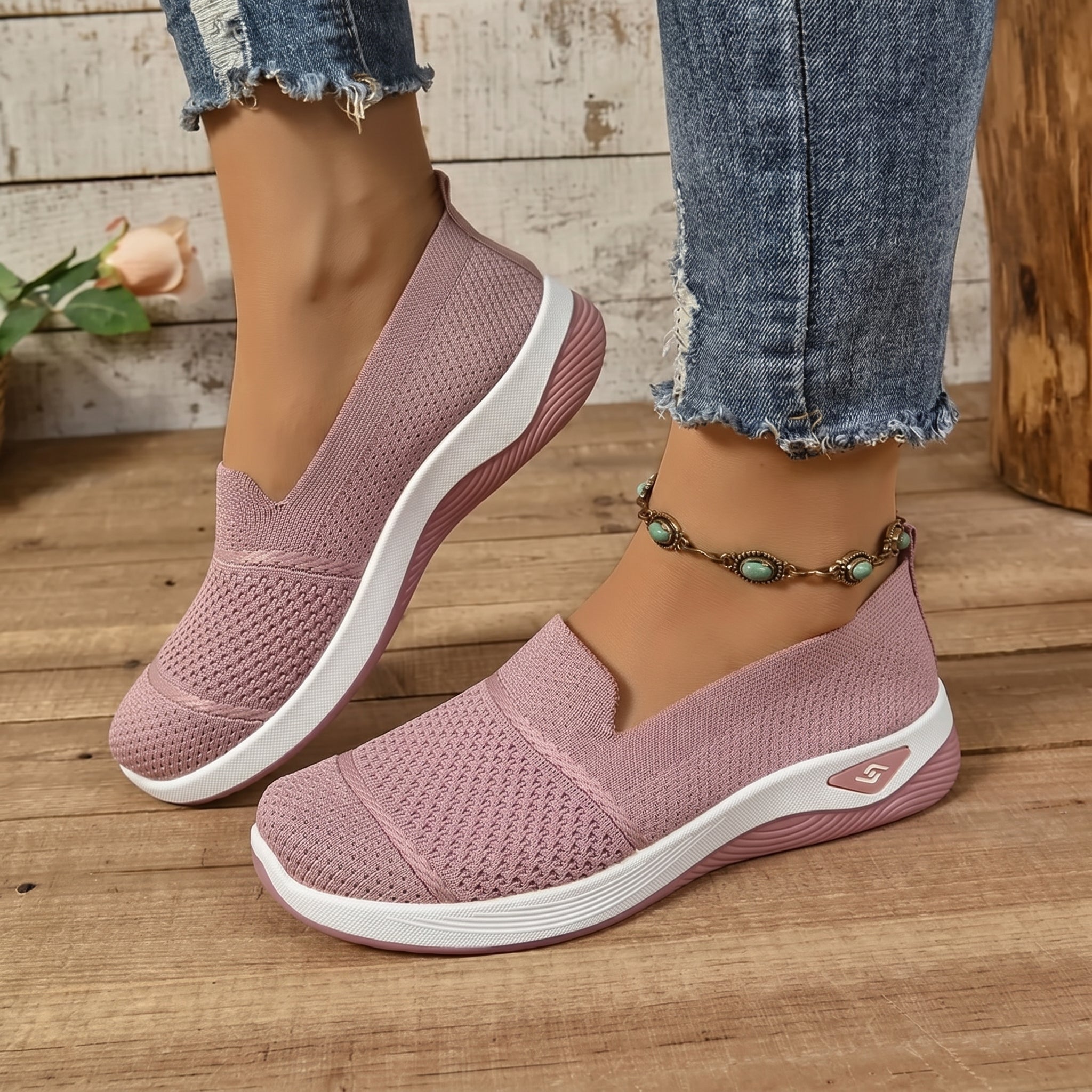 Monika - Women's Orthopedic Cushioned Slip-On Sneaker - Orthopaedic Shoes - Pink - Parker&Brooks