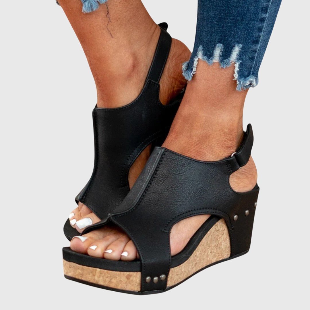 Nadia - Women's Open Toe Orthopedic Sandals - Sandals - Black - Parker&Brooks