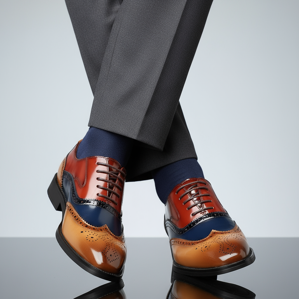 Theodore - Men's Colour Block Brogue Oxford Shoes