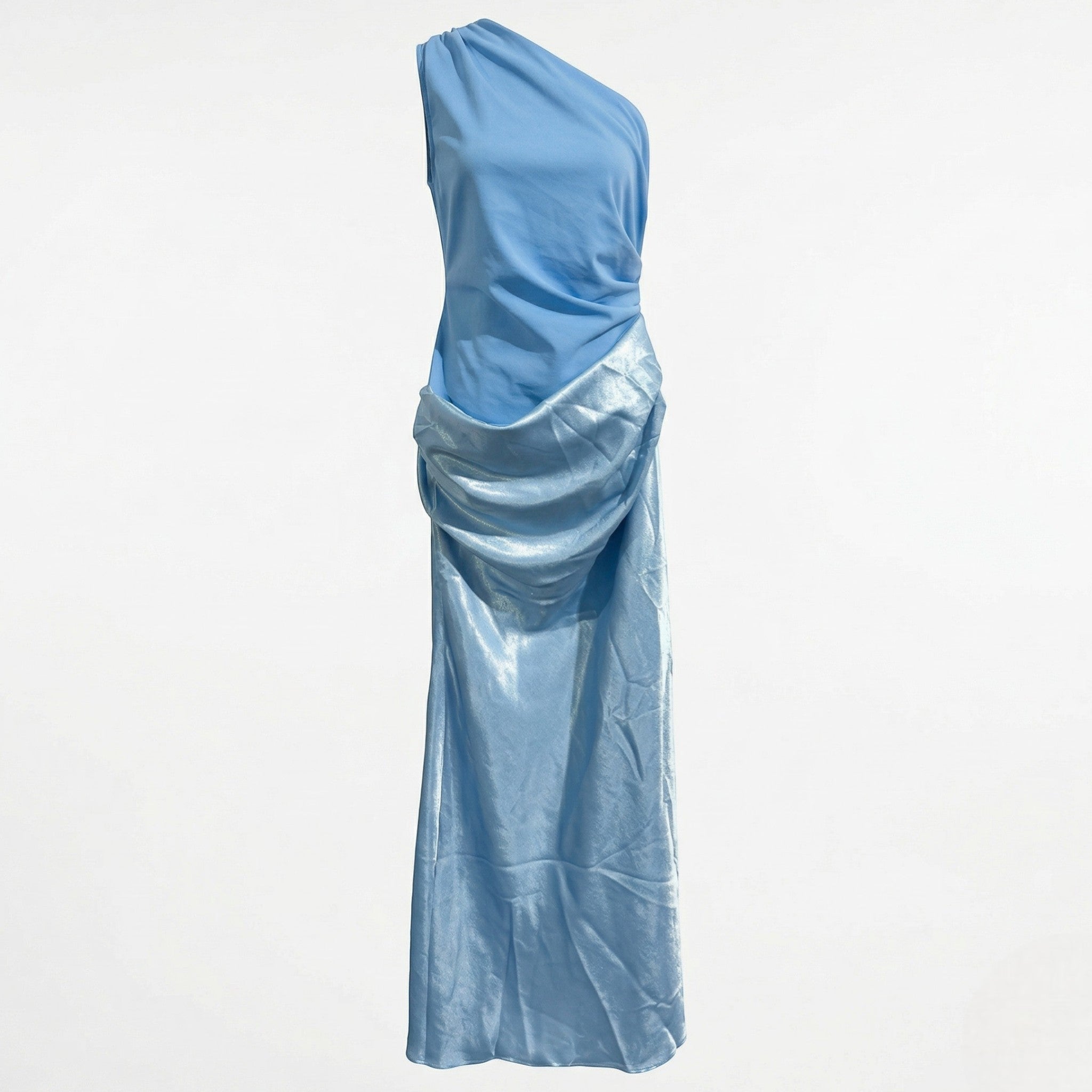 Naomi - Women's One Shoulder Ruched Maxi Dress - Maxi Dresses - Blue - Parker&Brooks