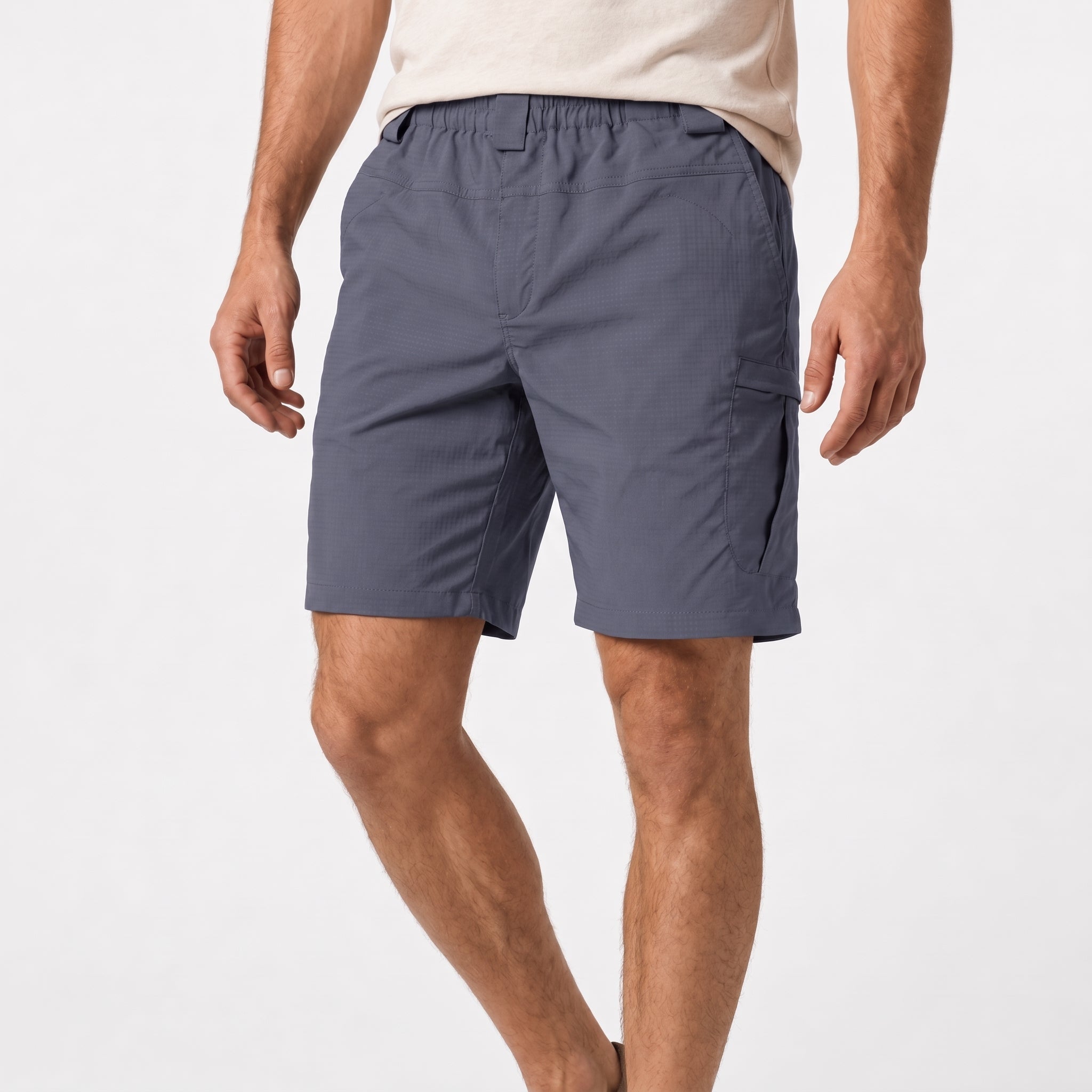 Nathan - Men's Summer Cargo Elastic Waist Shorts - Cargo Shorts - Blue - Parker&Brooks