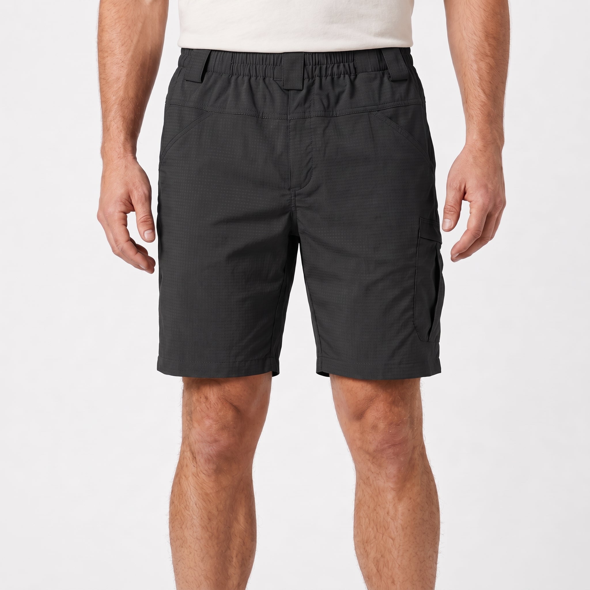 Nathan - Men's Summer Cargo Elastic Waist Shorts - Cargo Shorts - Dark Gray - Parker&Brooks