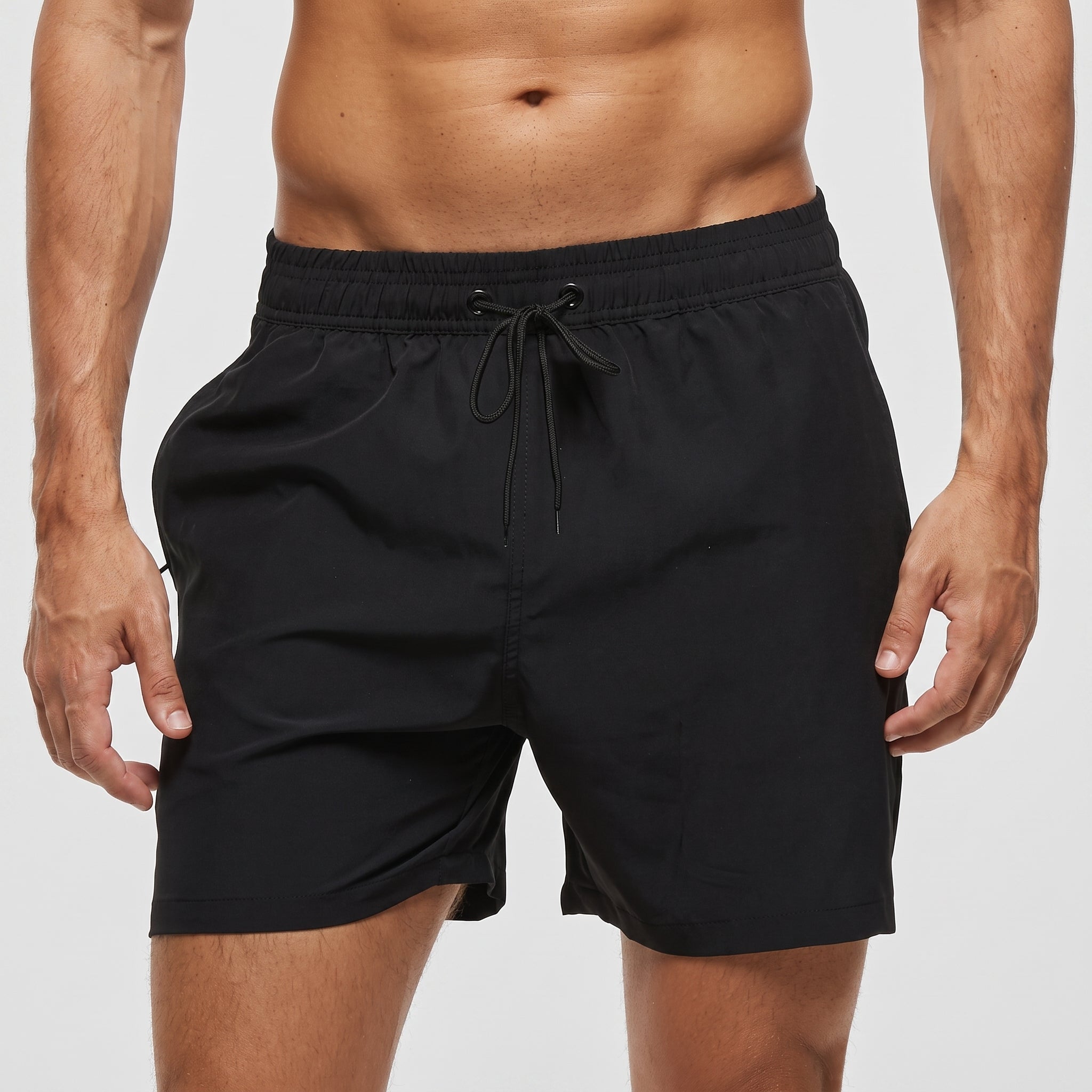 Nathan - Men's Summer Elastic Waist Relaxed Shorts - Shorts - Black - Parker&Brooks