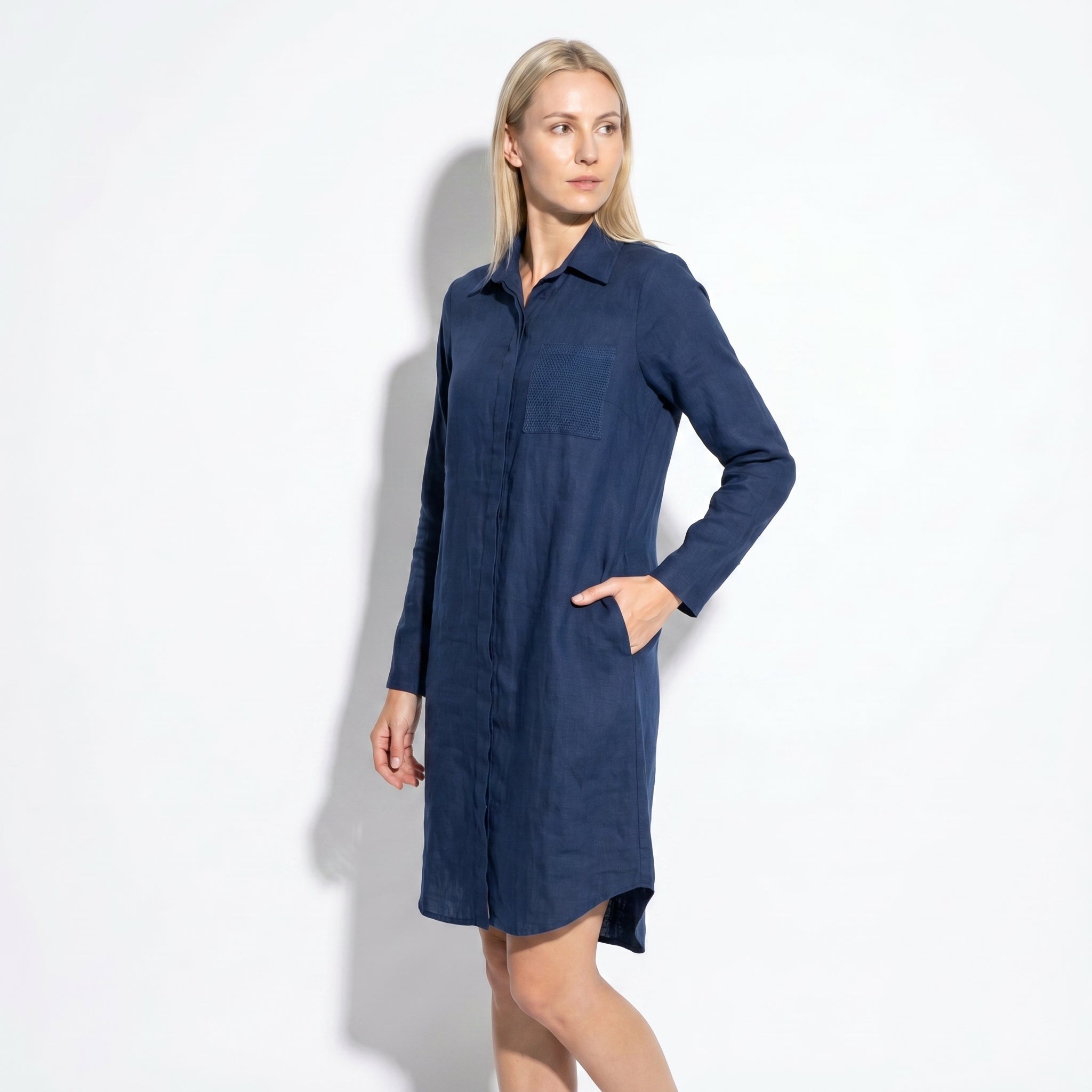 Nicole - Women's Summer Formal Midi Dress - Midi Dress - Navy Blue - Parker&Brooks