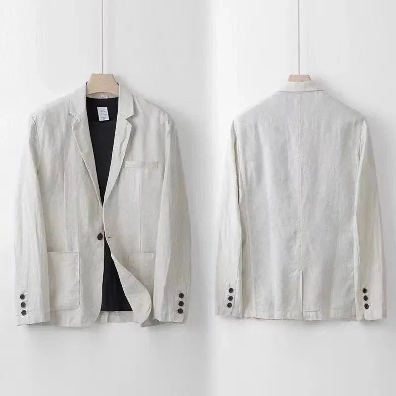 Noah - Elegant two-piece linen set - summer shirt & trousers