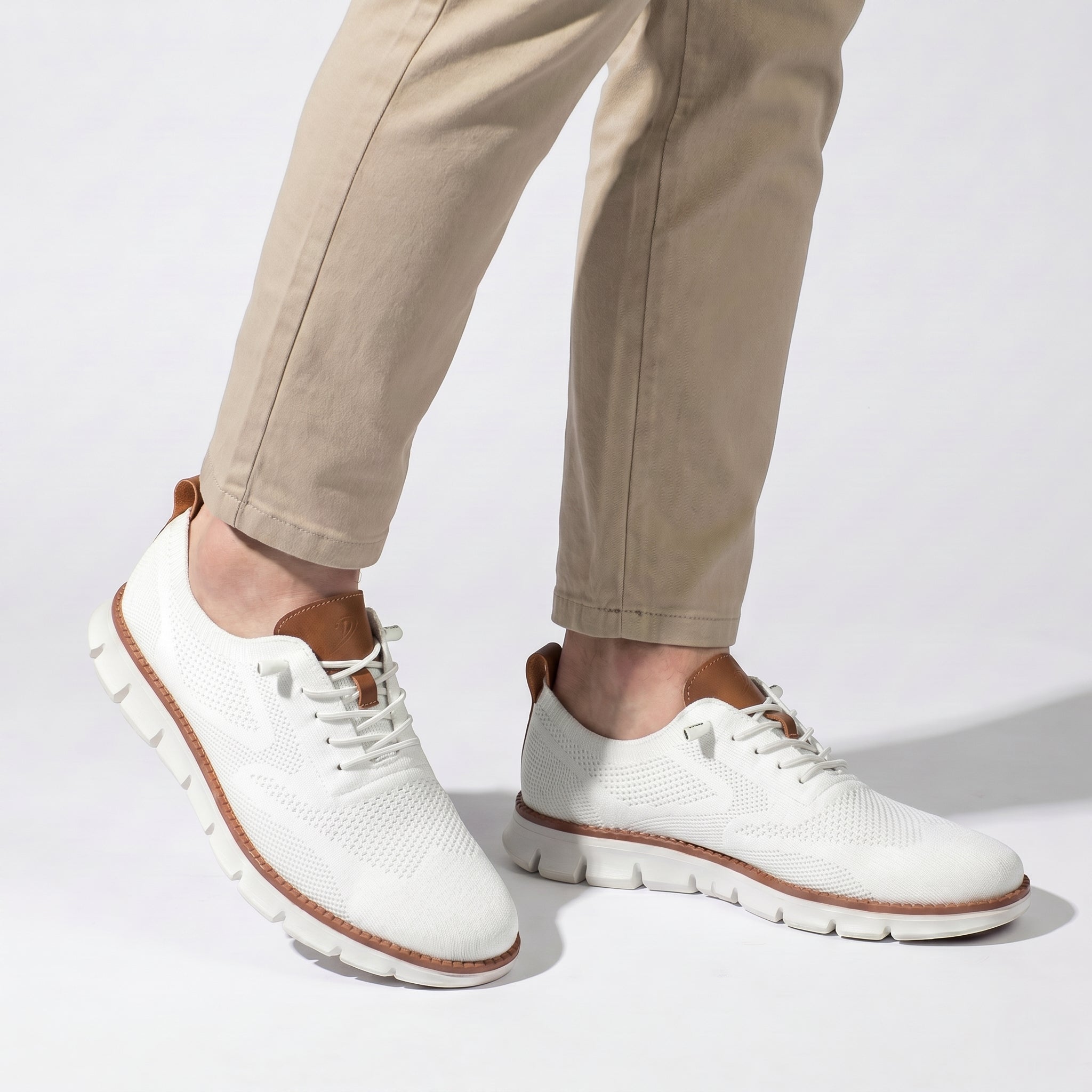 Noah - Men's Breathable Knit Sneakers - Shoes - White - Parker&Brooks