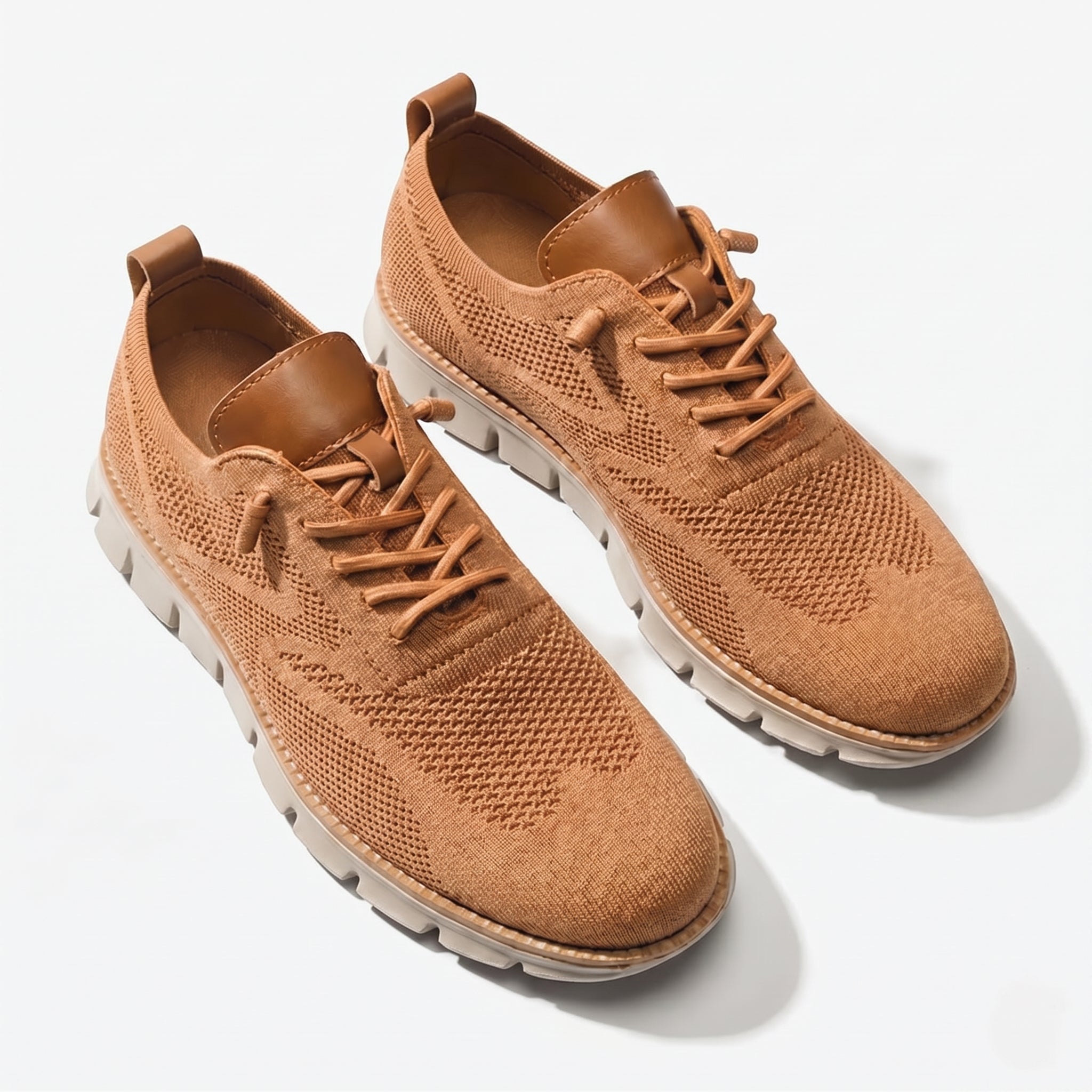Noah - Men's Breathable Knit Sneakers - Shoes - Camel - Parker&Brooks