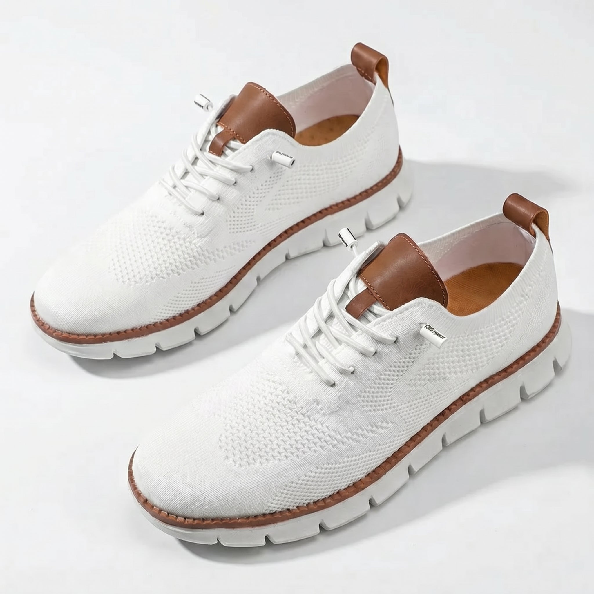 Noah - Men's Breathable Knit Sneakers - Shoes - White - Parker&Brooks