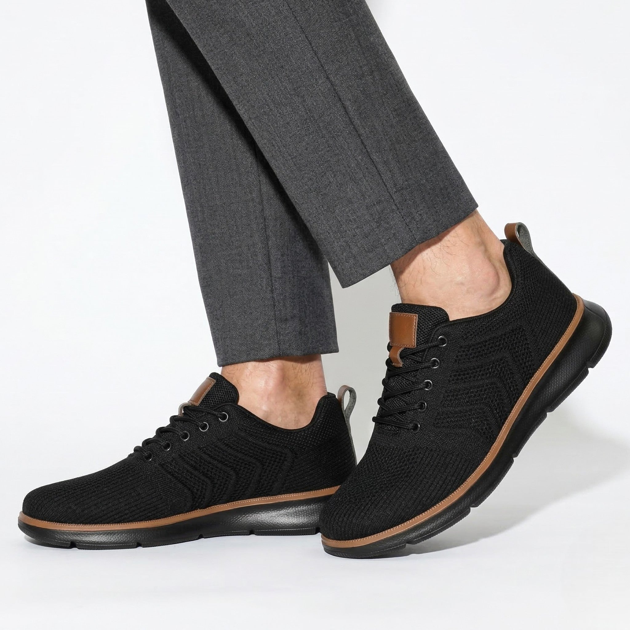 Noah - Men's Breathable Mesh Sneakers - Sneakers - Black - Parker&Brooks