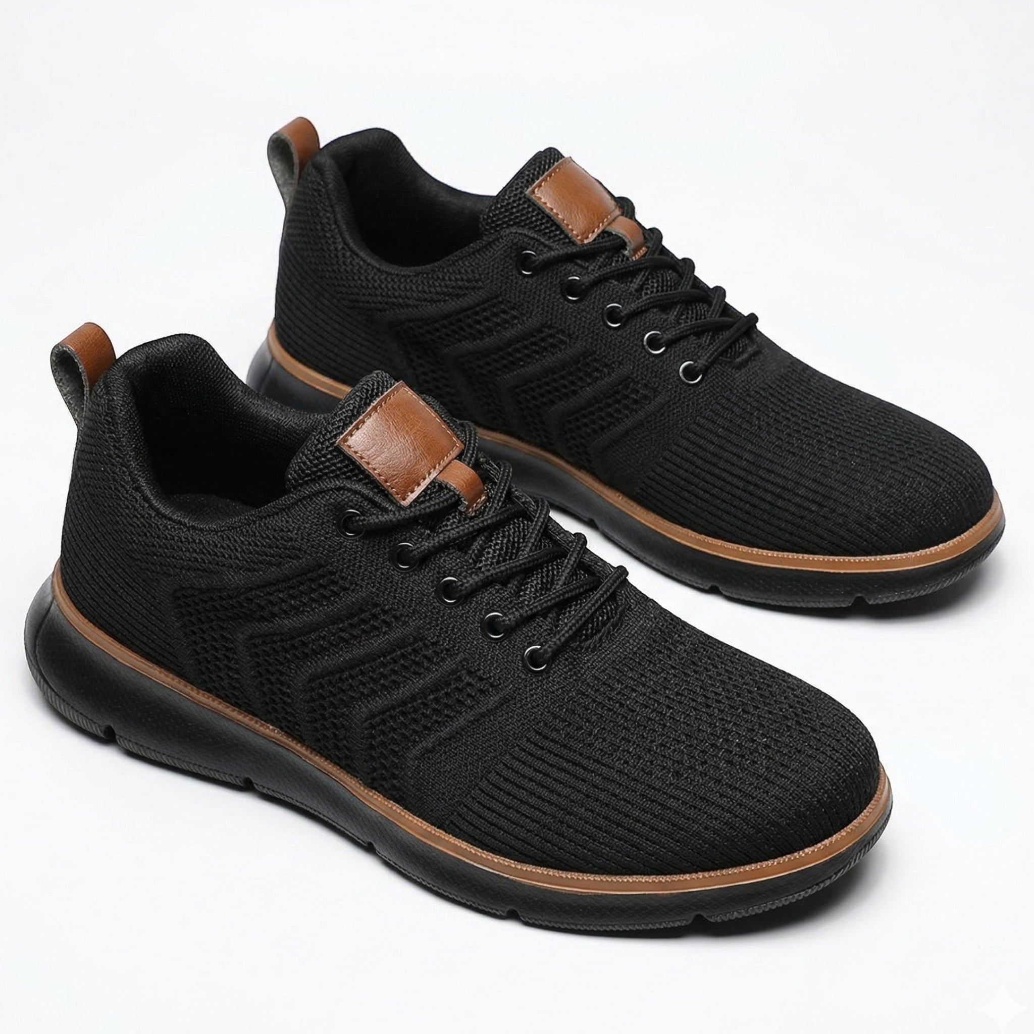 Noah - Men's Breathable Mesh Sneakers - Sneakers - Black - Parker&Brooks