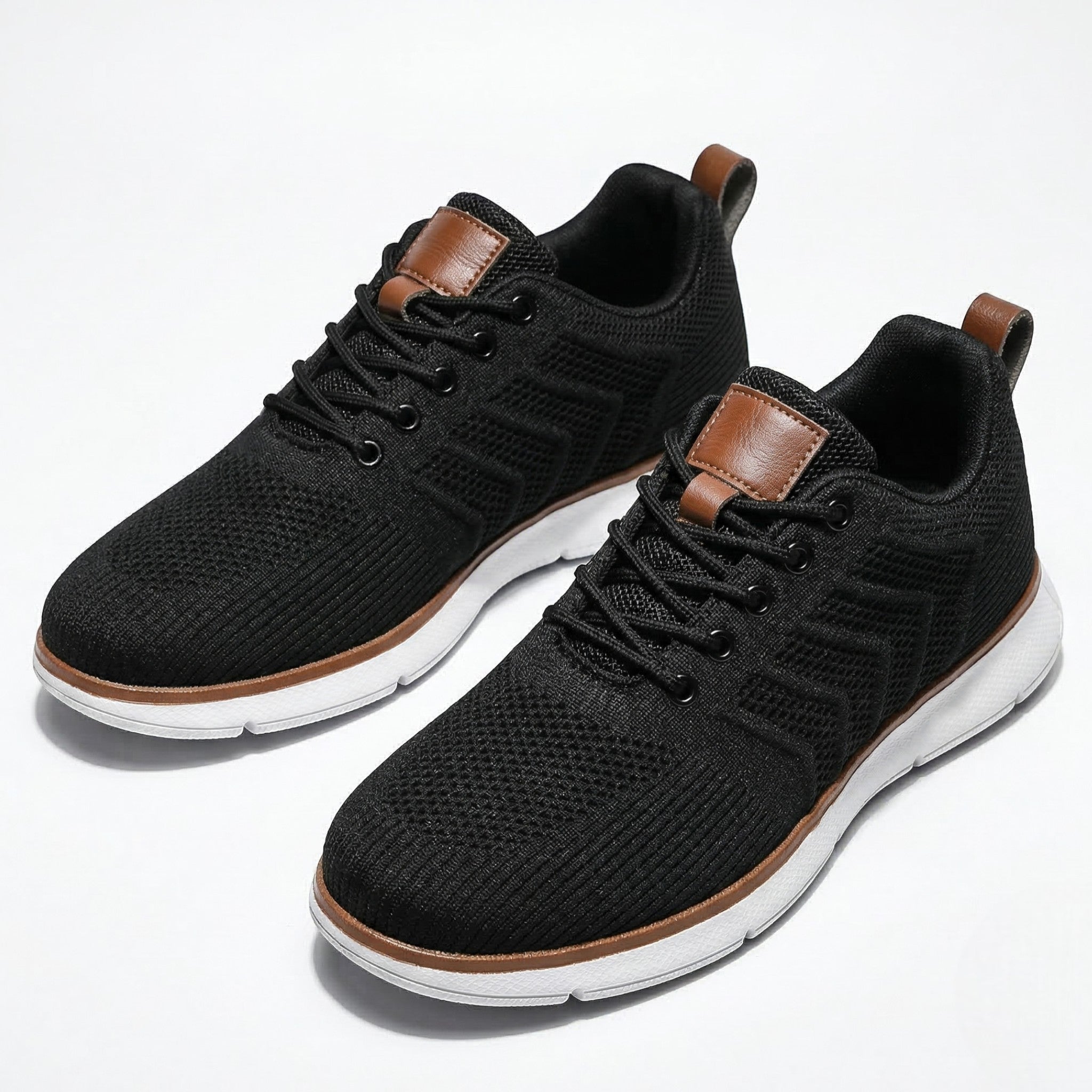 Noah - Men's Breathable Mesh Sneakers - Sneakers - Black / White - Parker&Brooks