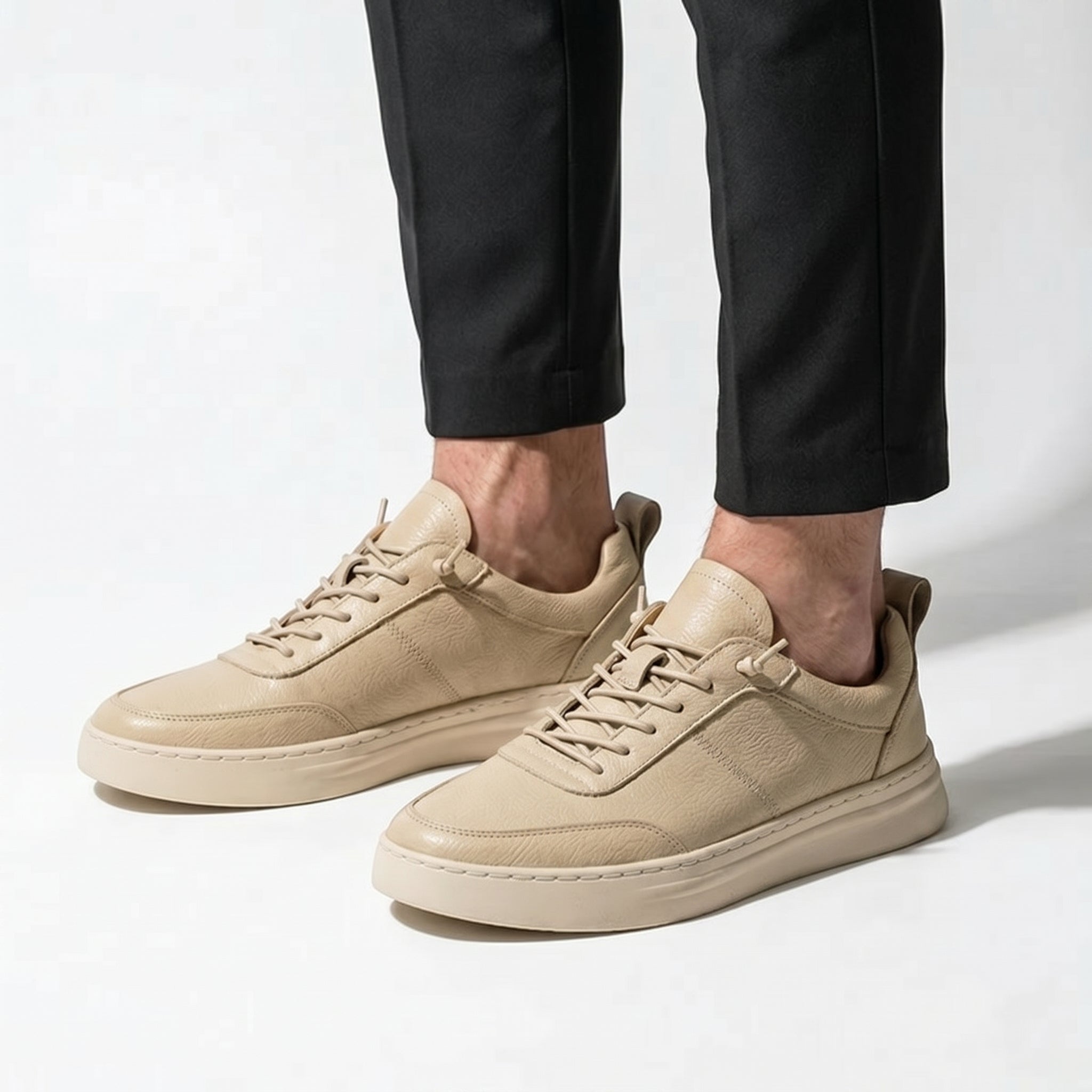 Noah - Men's Casual Low - Top Sneaker - Sneakers - Beige - Parker&Brooks
