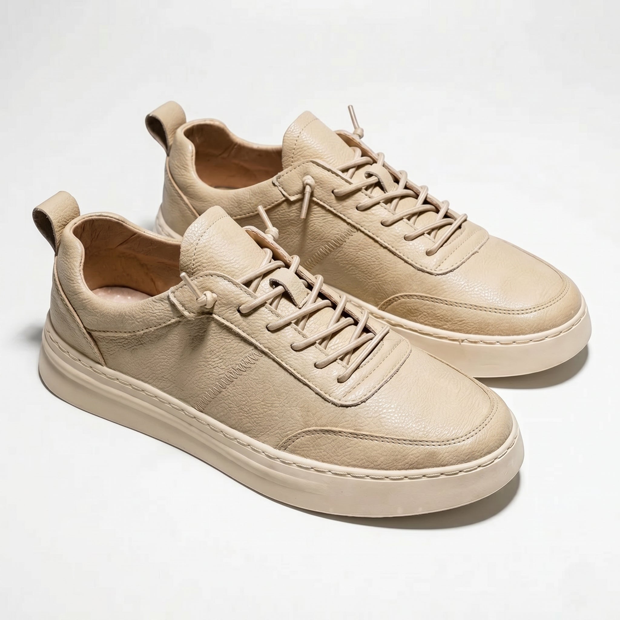 Noah - Men's Casual Low - Top Sneaker - Sneakers - Beige - Parker&Brooks