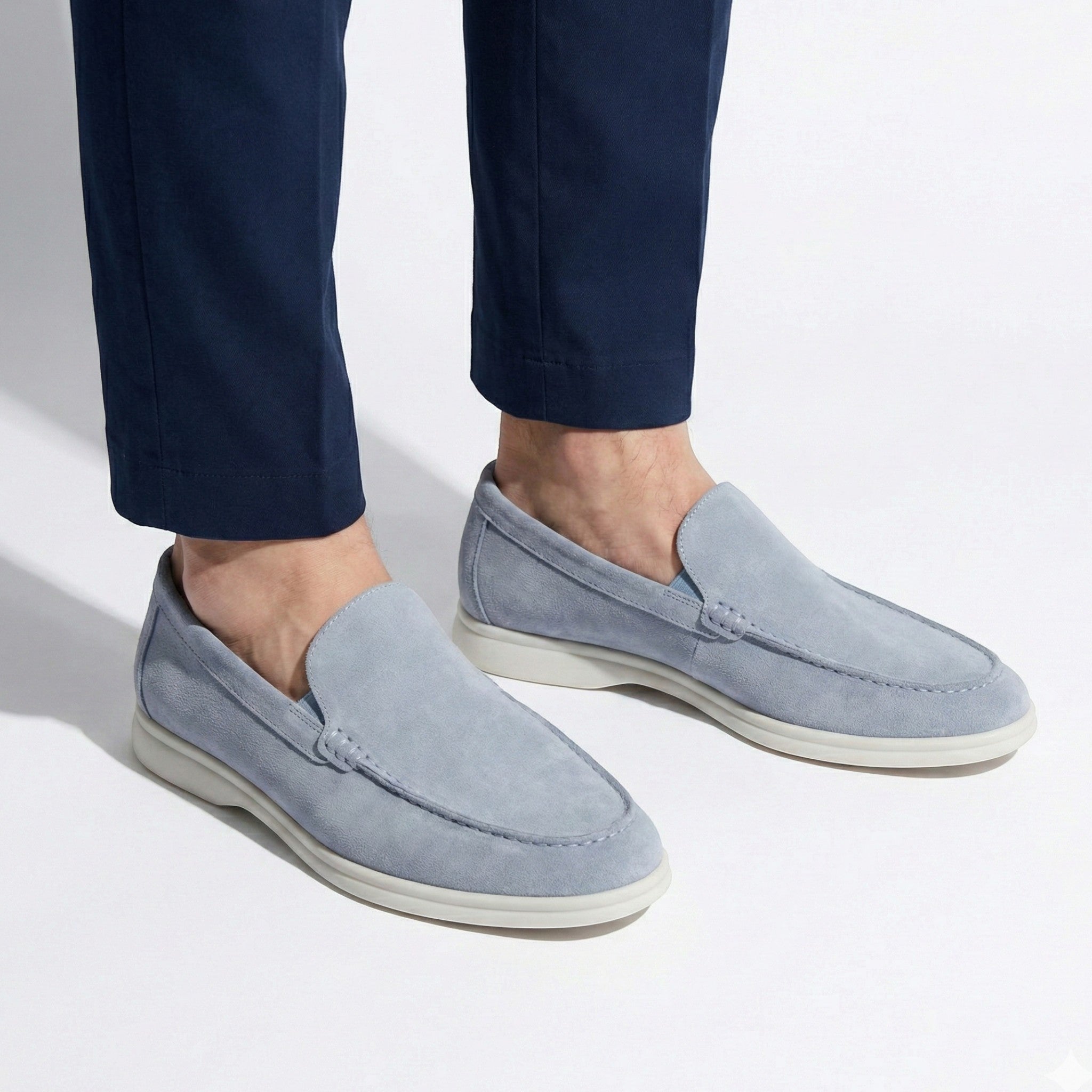 Noah - Men's Comfortable Slip - On Loafers - Loafers - Light Blue - Parker&Brooks