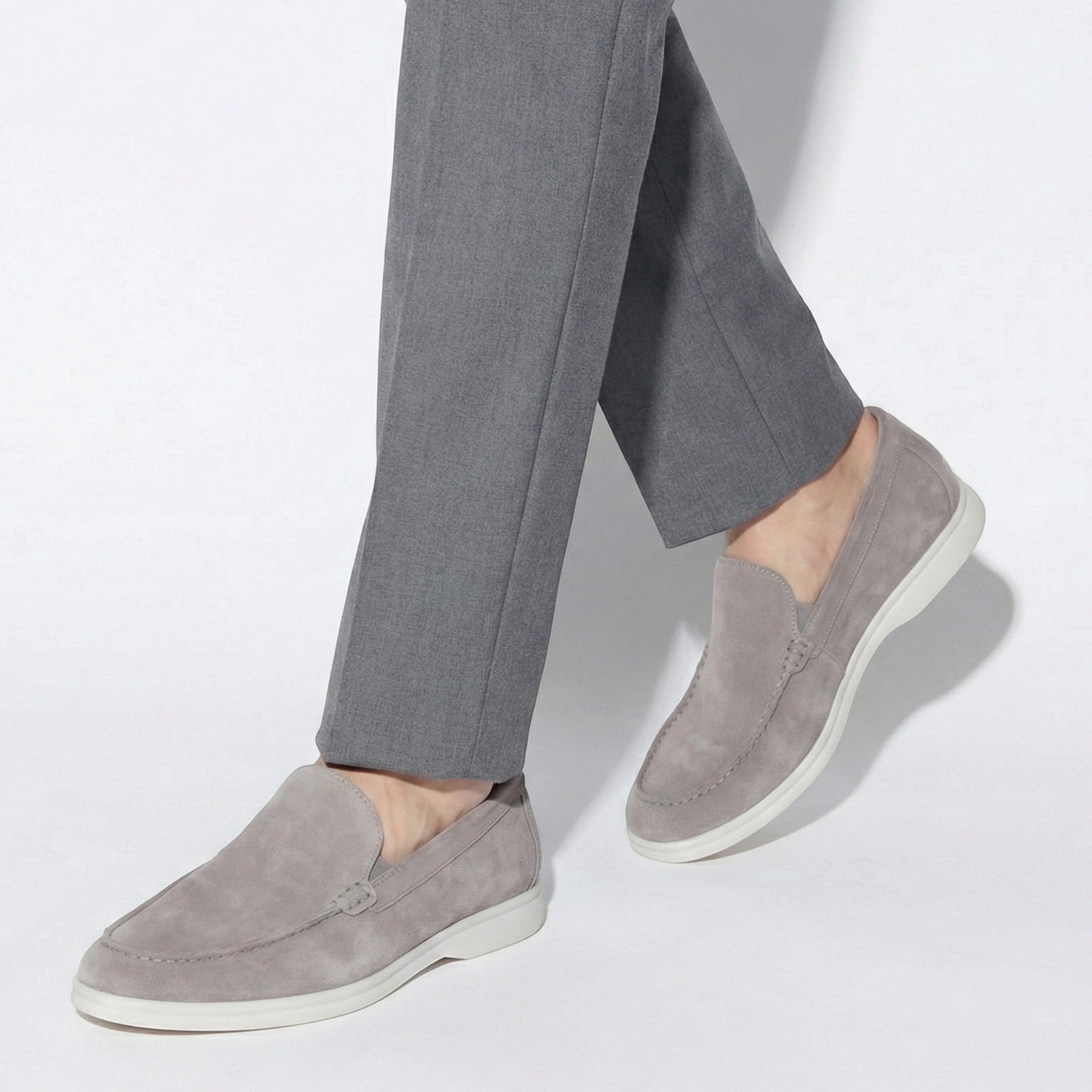 Noah - Men's Comfortable Slip - On Loafers - Loafers - Light Gray - Parker&Brooks