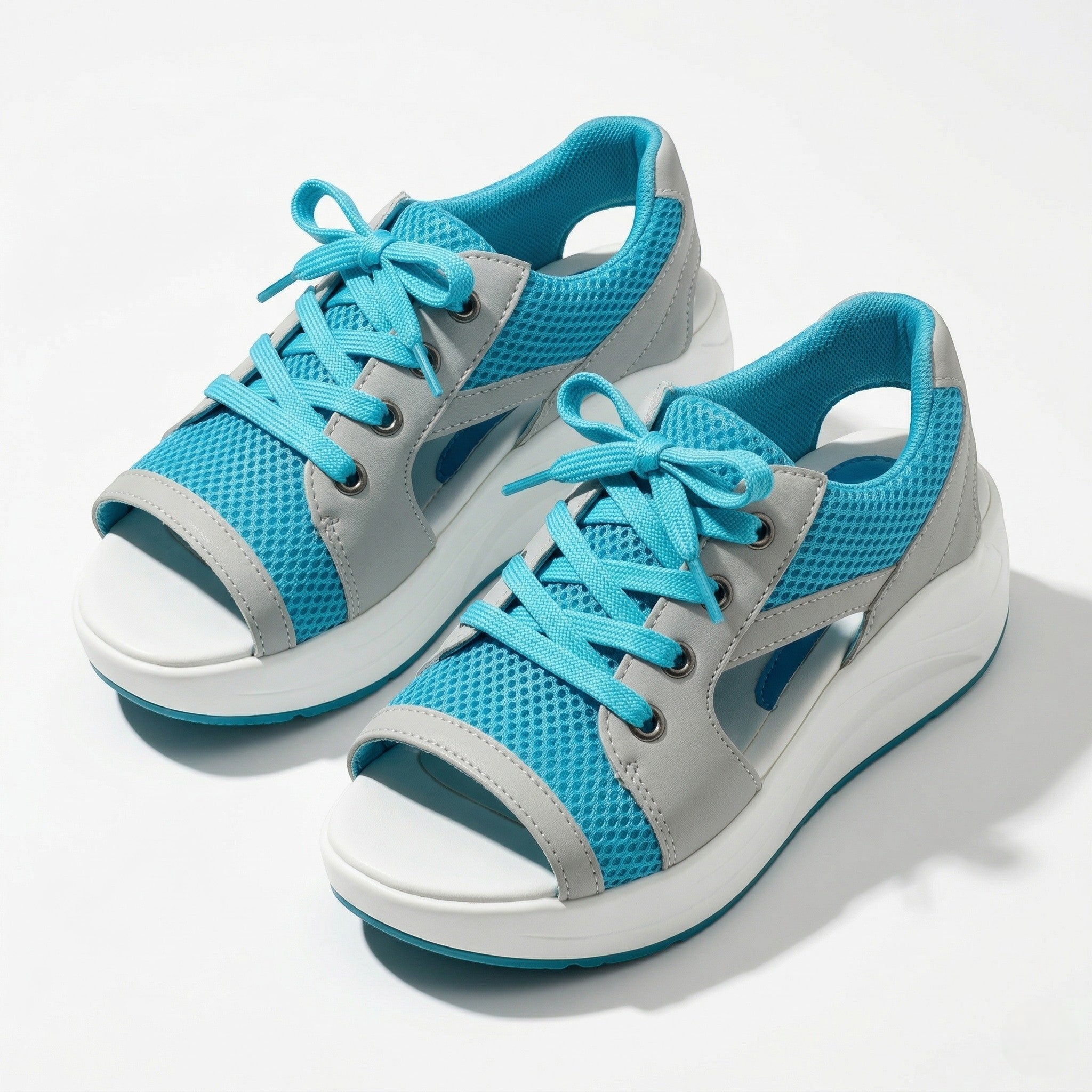 Nyla - Women's Open Toe Platform Sandals - Sandal - Blue - Parker&Brooks