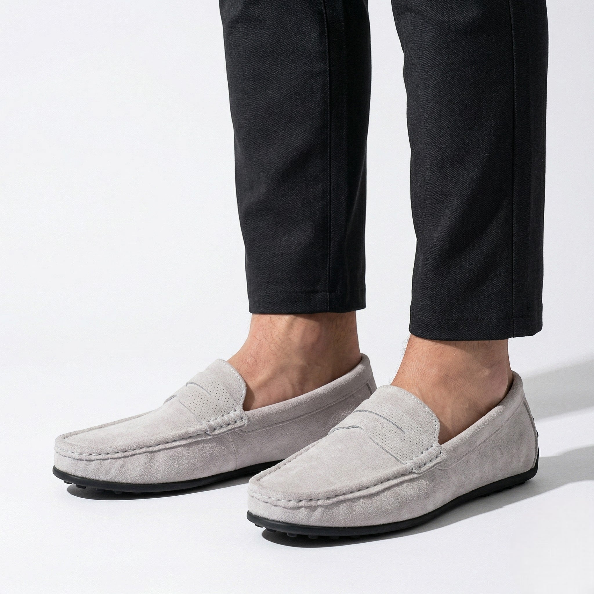 Oliver - Men's Orthopedic Slip - On Penny Loafers - Loafers - White - Parker&Brooks