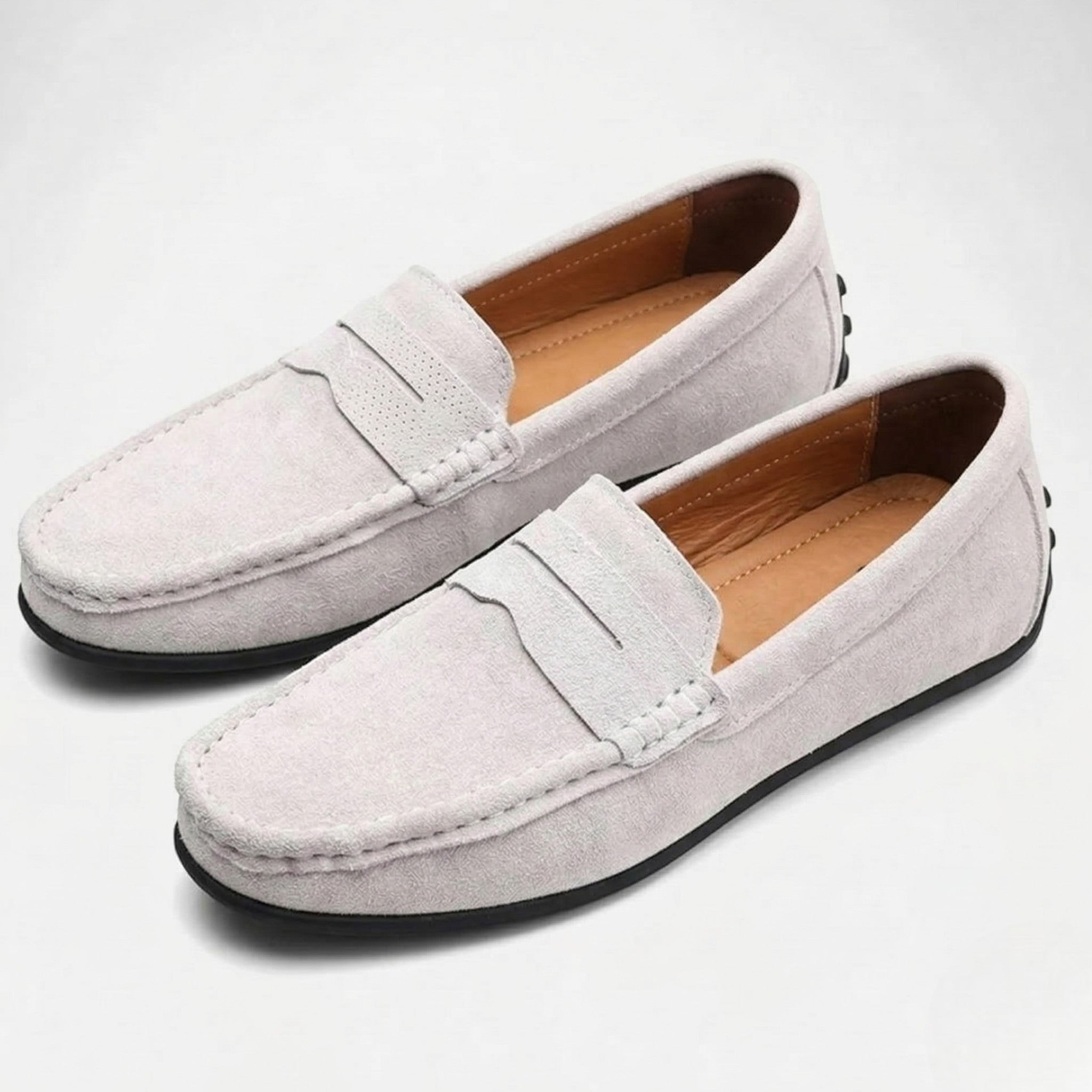 Oliver - Men's Orthopedic Slip - On Penny Loafers - Loafers - White - Parker&Brooks
