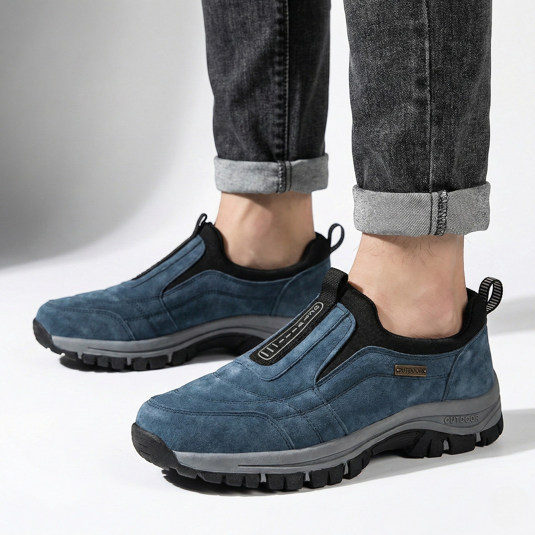 Oliver - Men's Orthopedic Slip - On Hiking Shoes - Orthopedic shoes - Blue - Parker&Brooks