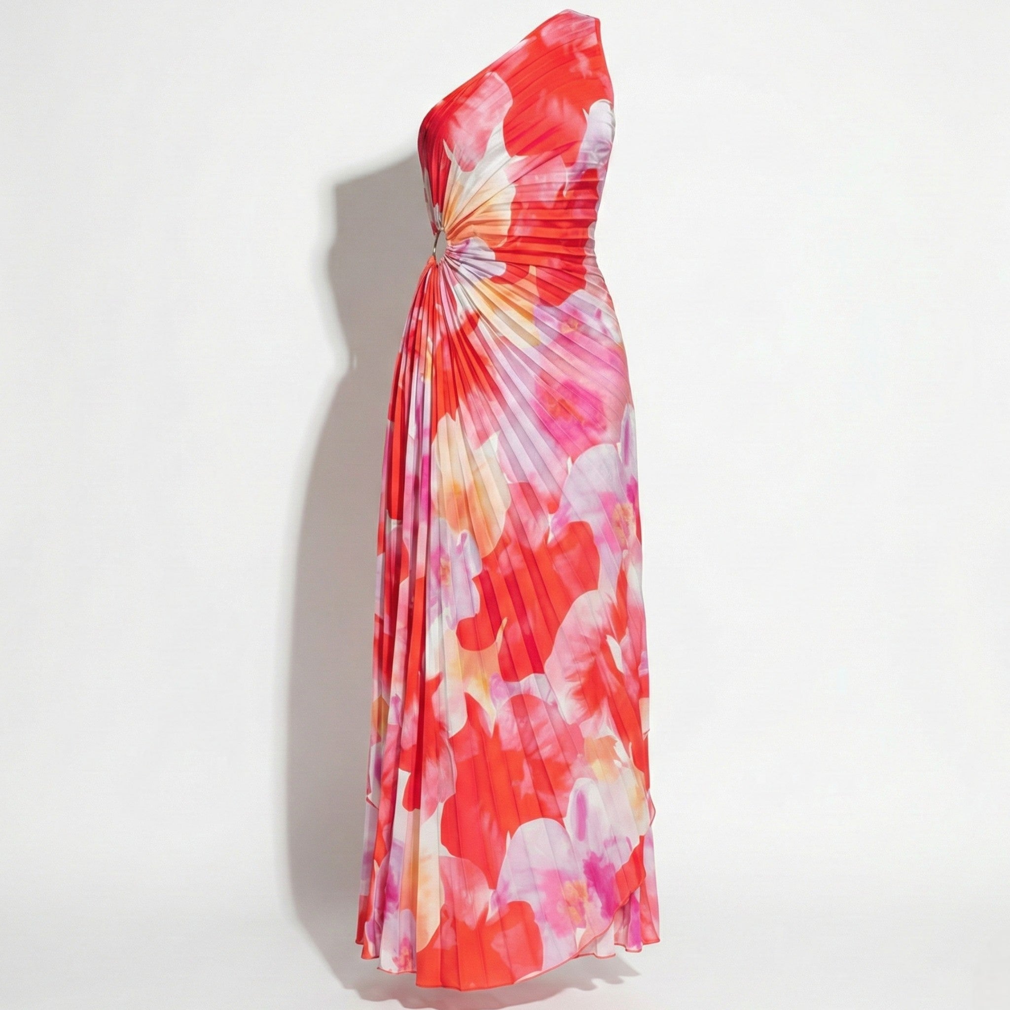 Olivia - Women's Summer Floral Pleated Maxi Dress - Dresses - Red - Parker&Brooks