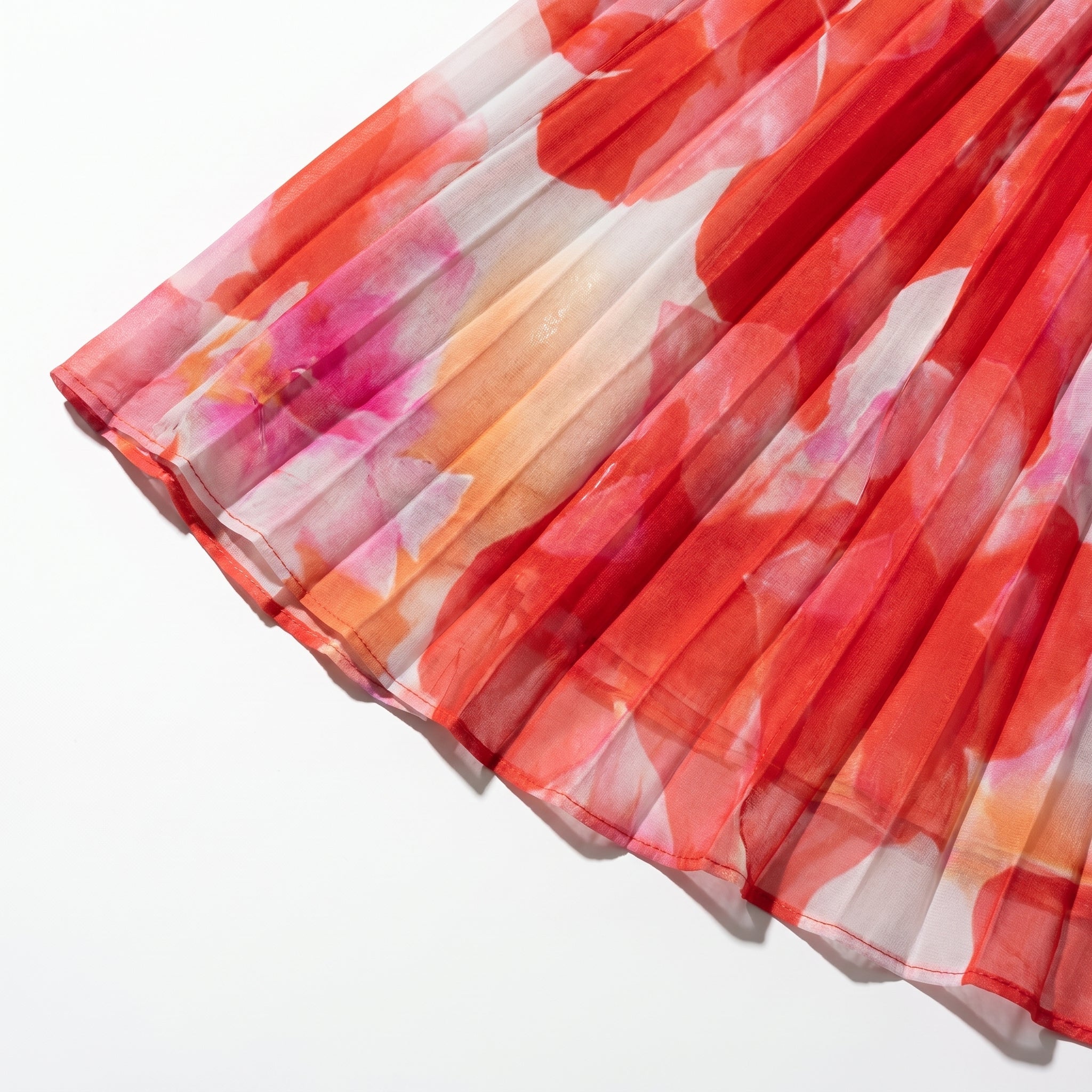 Olivia - Women's Summer Floral Pleated Maxi Dress - Dresses - Red - Parker&Brooks