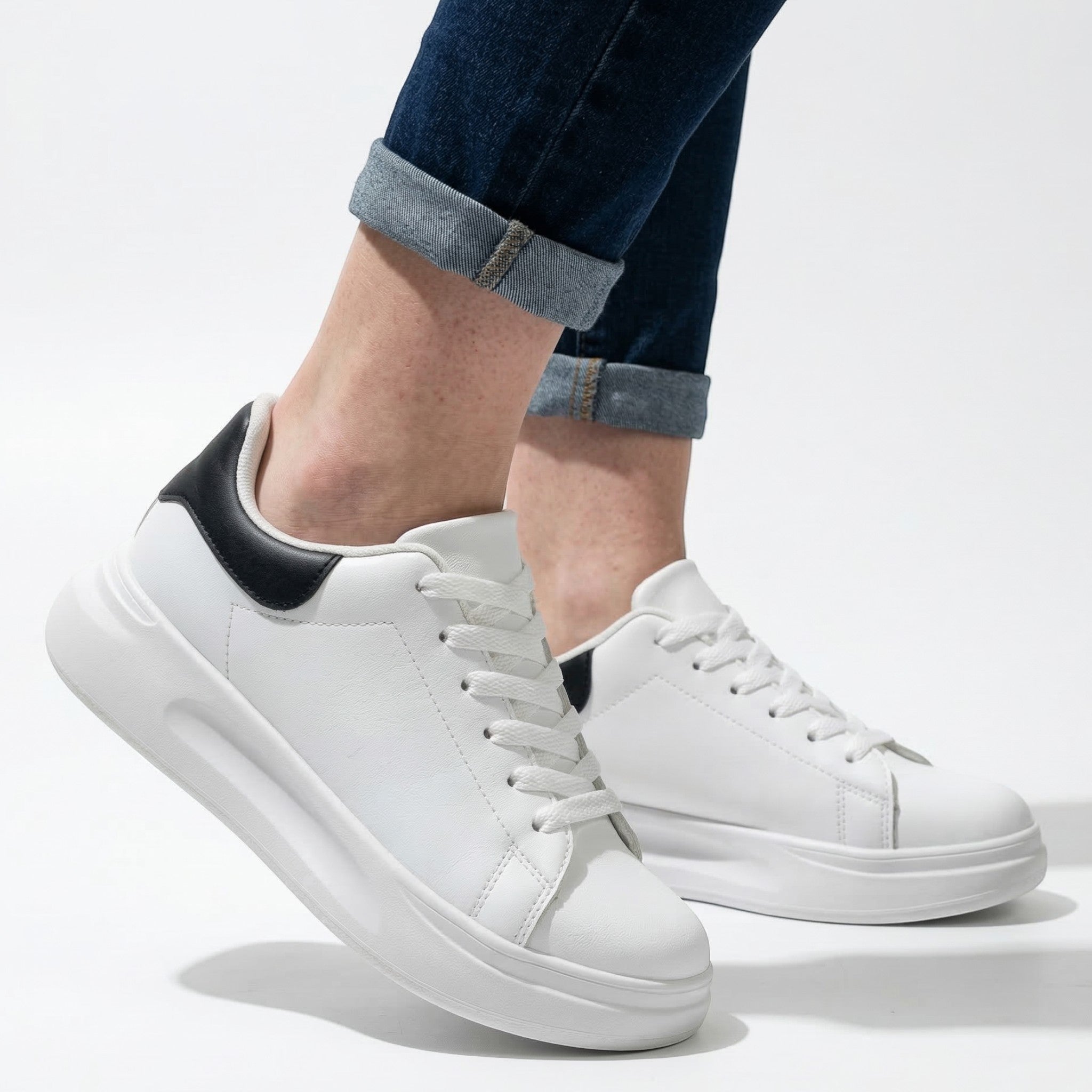 Olivia - Women's Low Top Casual Sneaker - Sneakers - White and Black - Parker&Brooks