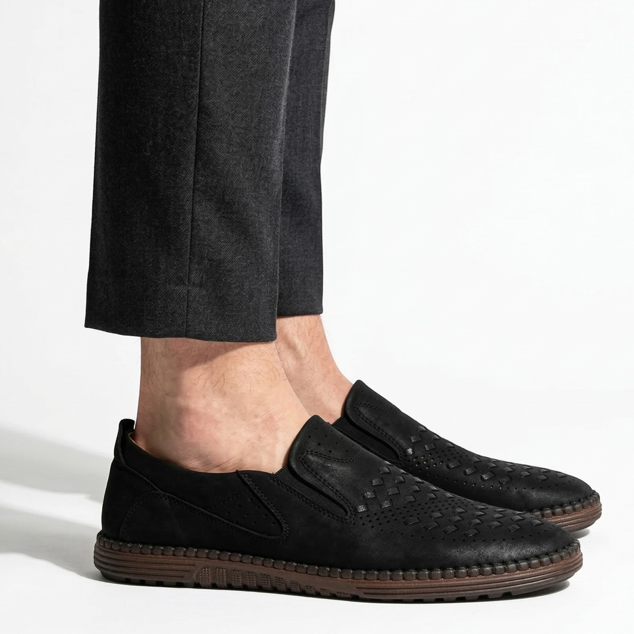 Oscar - Men's Orthopedic Casual Slip - On Loafers - Loafers - Black - Parker&Brooks