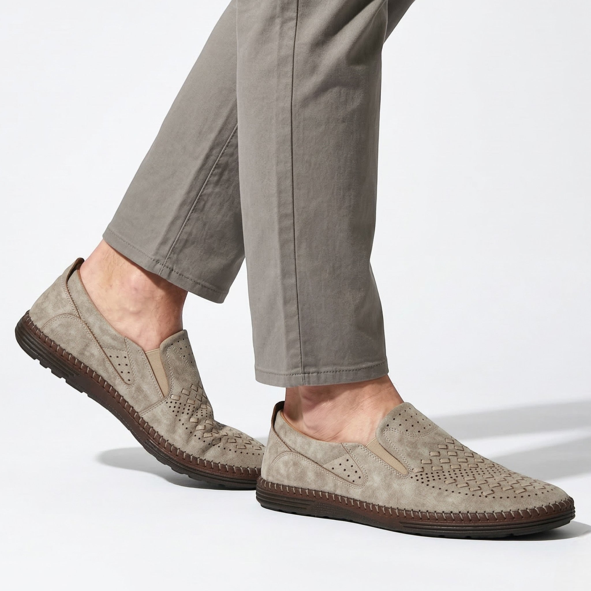 Oscar - Men's Orthopedic Casual Slip - On Loafers - Loafers - Beige - Parker&Brooks