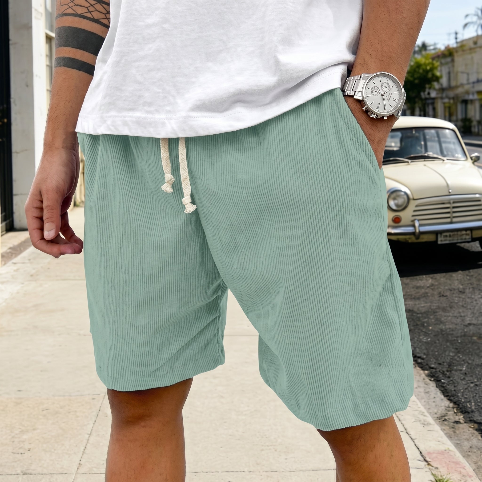 Paul - Men's Relaxed Fit Drawstring Corduroy-Look Shorts