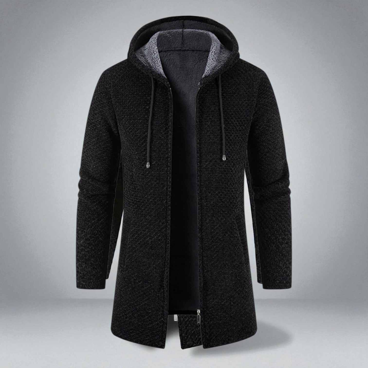 Paul – Mid-Length Sweater with Hood and Pocket