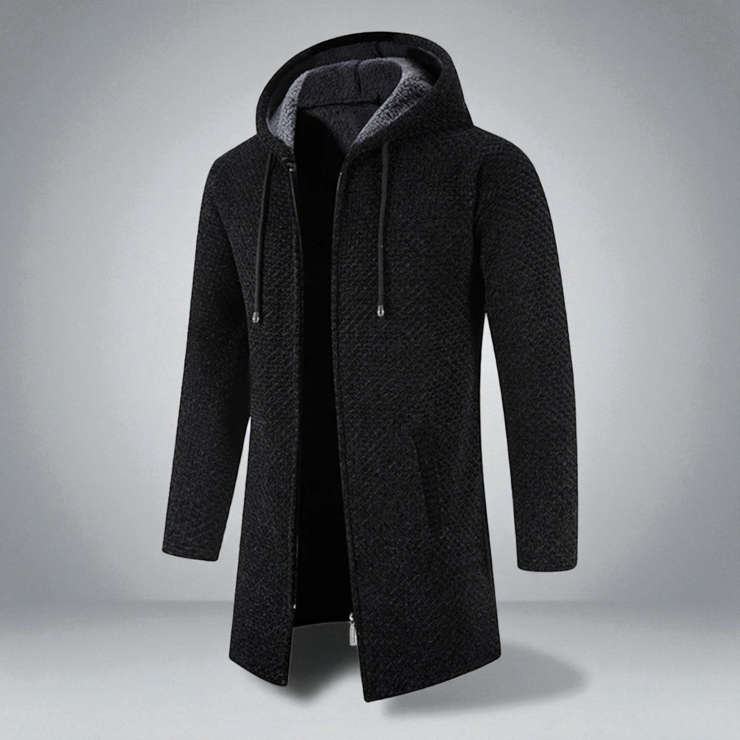 Paul – Mid-Length Sweater with Hood and Pocket