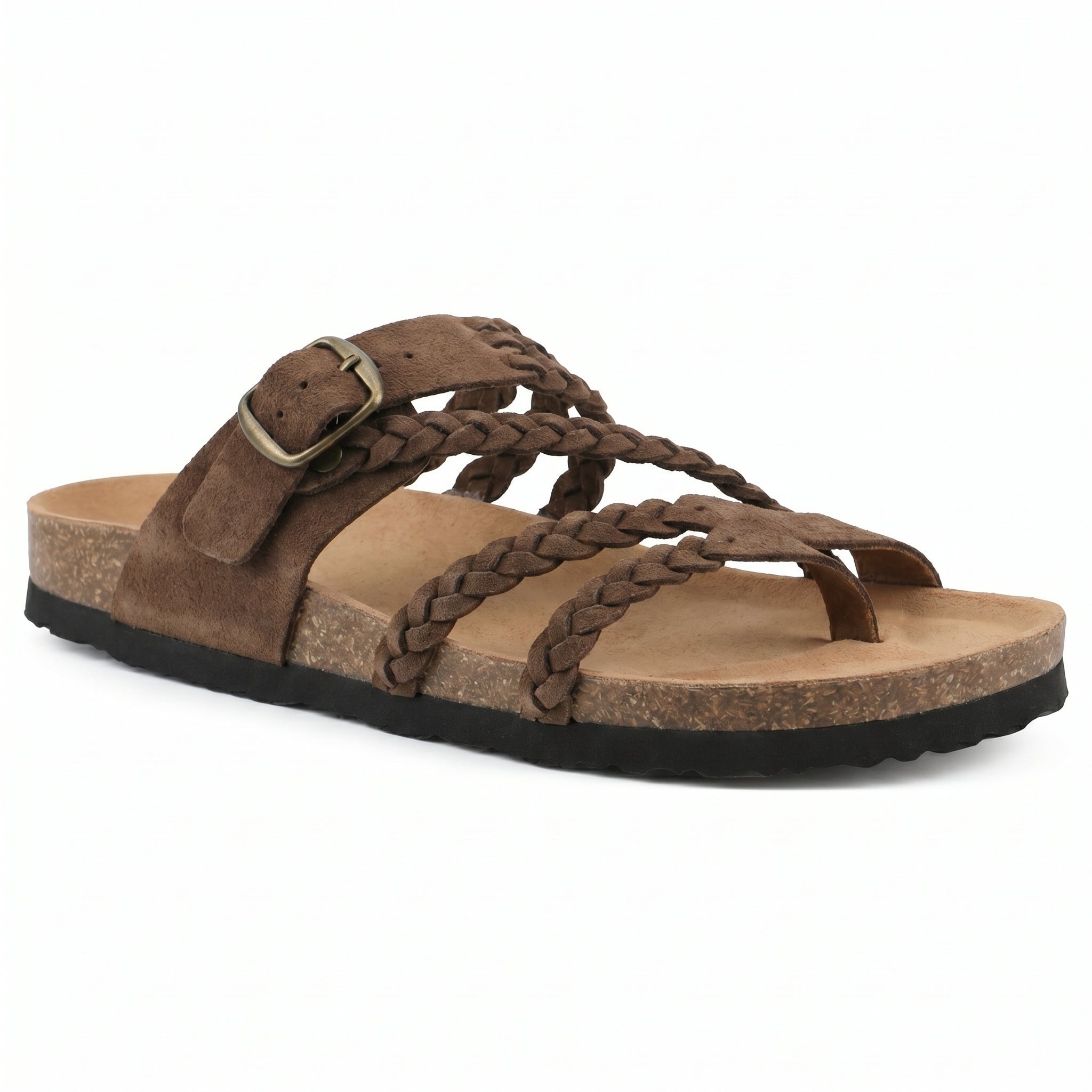Paula - Women's Summer Braided Flat Sandals - Sandal - Brown - Parker&Brooks