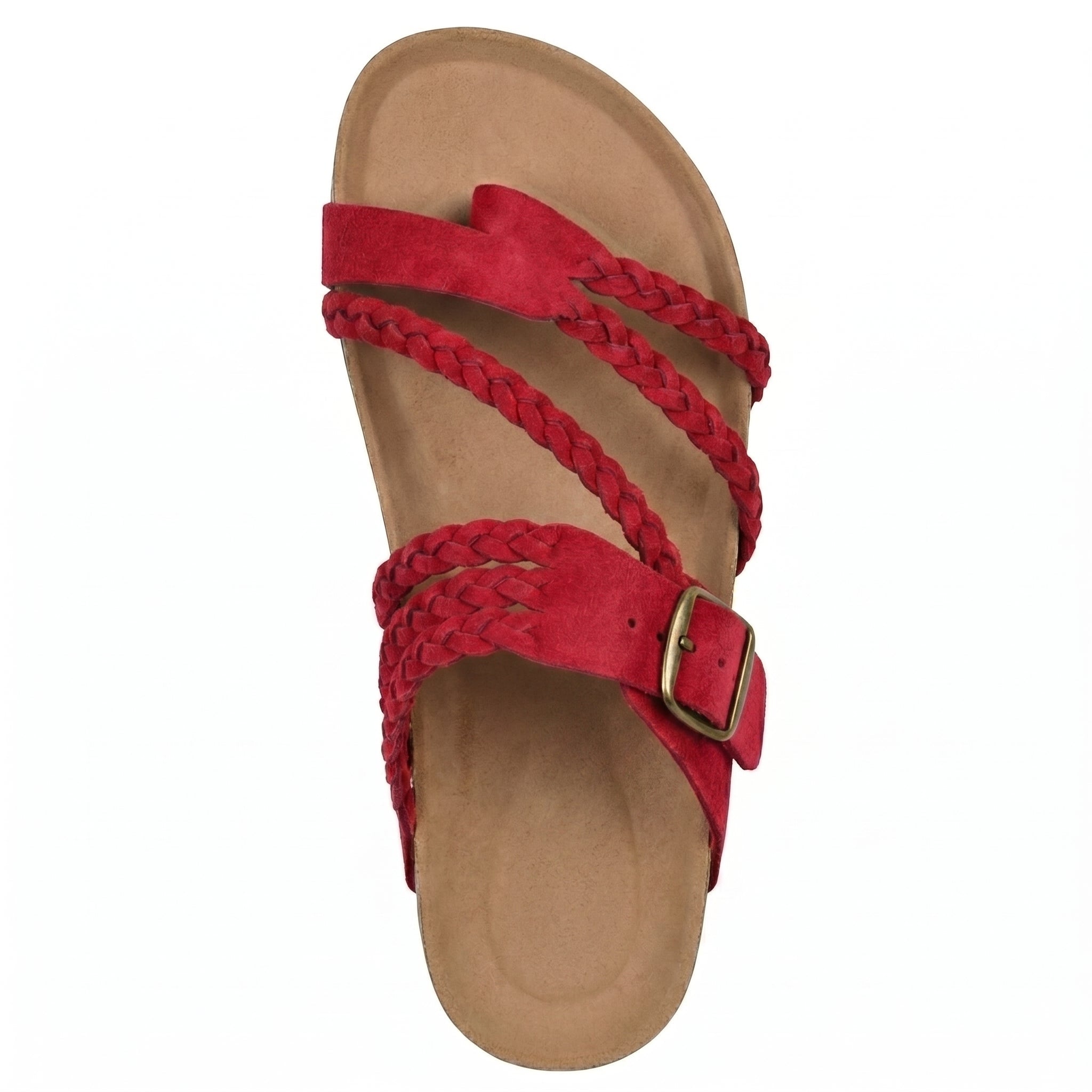 Paula - Women's Summer Braided Flat Sandals - Sandal - Red - Parker&Brooks