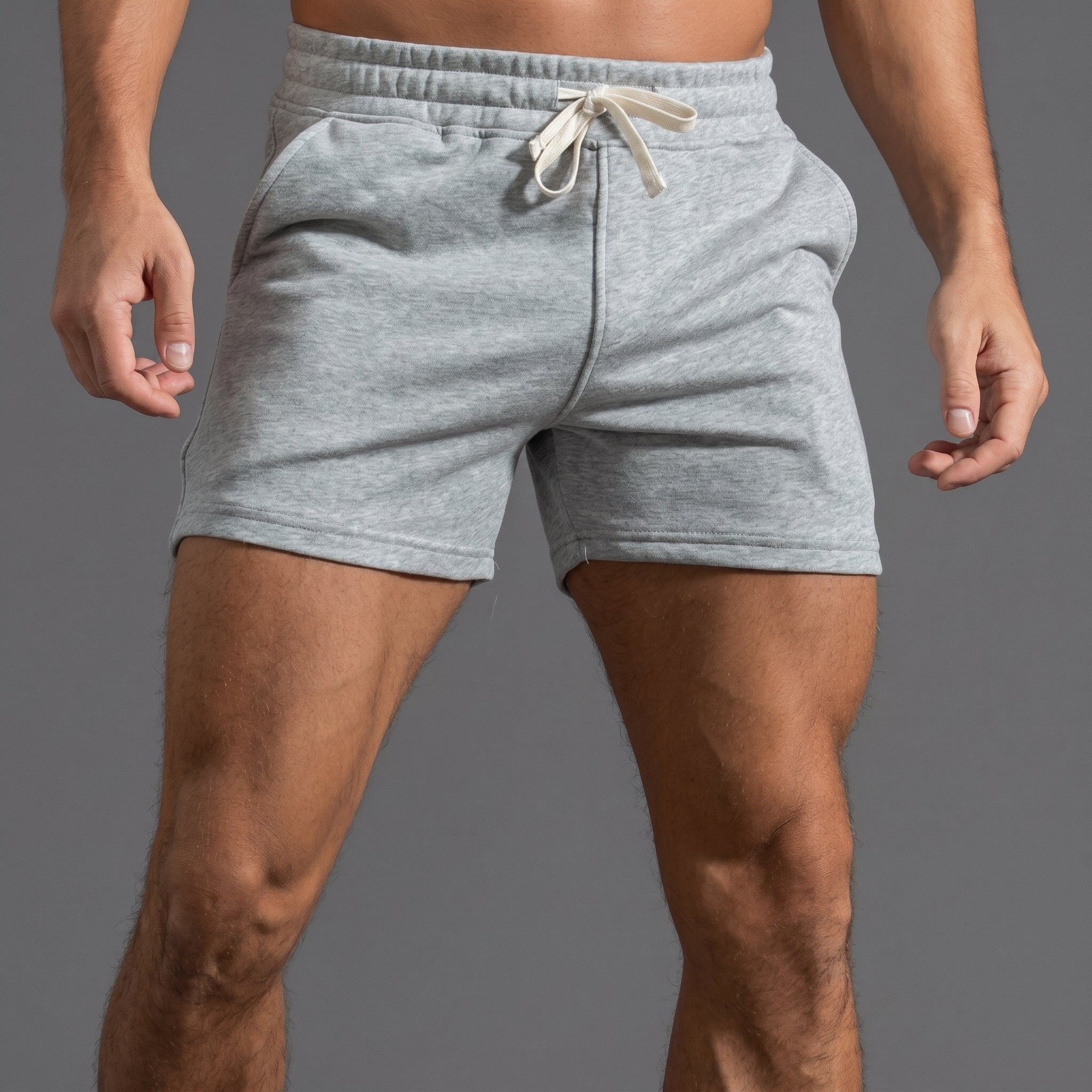 Philipp - Men's Summer Slim Fit Drawstring Sweat Shorts - Shorts - Gray - Parker&Brooks