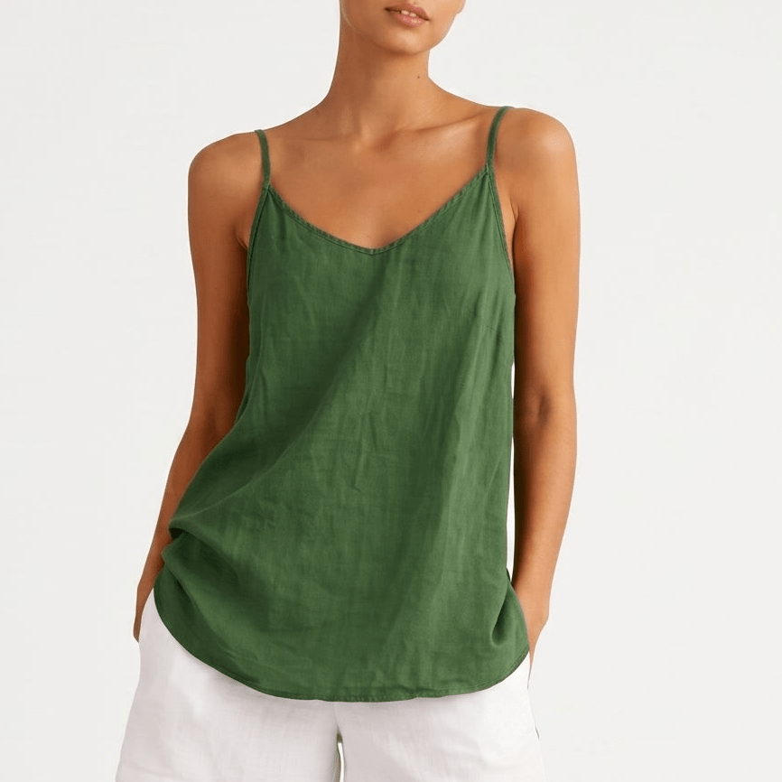 Phoebe - Women's Relaxed Spaghetti Strap Cami Top - Women Top - Green - Parker&Brooks