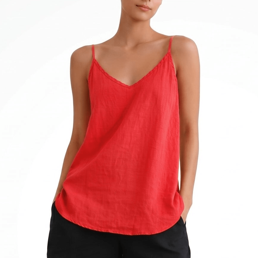 Phoebe - Women's Relaxed Spaghetti Strap Cami Top - Women Top - Red - Parker&Brooks