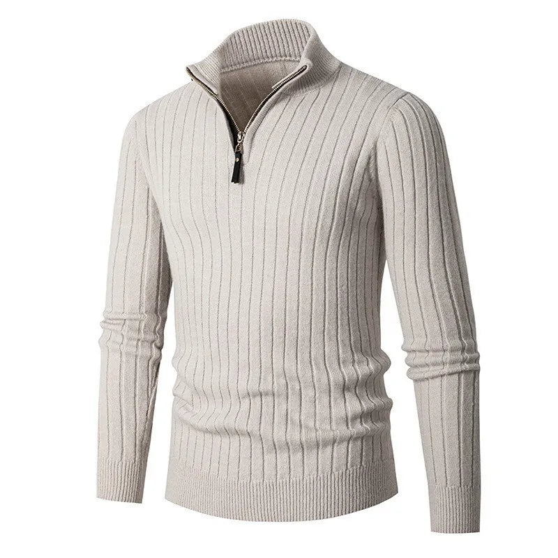 Rafael – Half-Zip Knit Sweater with High Collar