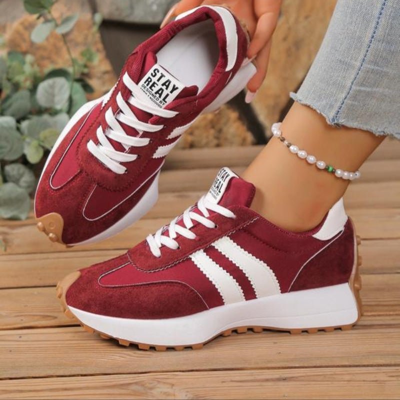 Riley - Women's Retro Chunky Sole Low-Top Sneaker - Sneakers - Red - Parker&Brooks