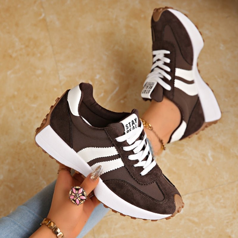 Riley - Women's Retro Chunky Sole Low-Top Sneaker - Sneakers - Brown - Parker&Brooks