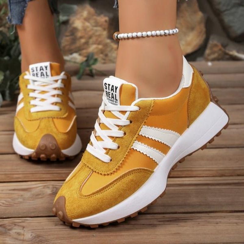 Riley - Women's Retro Chunky Sole Low-Top Sneaker - Sneakers - Yellow - Parker&Brooks