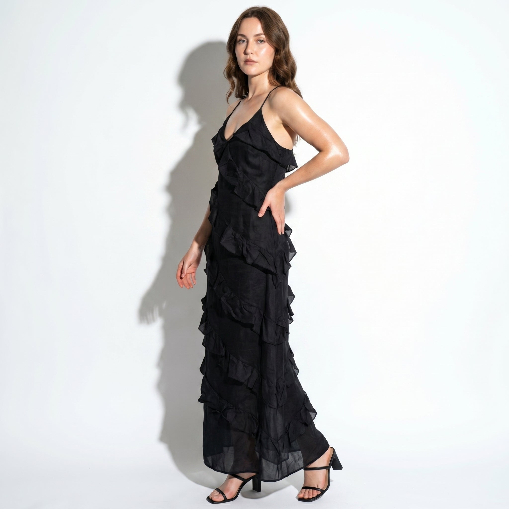 Rosie - Women's Tiered Summer Maxi Dress - Maxi Dresses - Black - Parker&Brooks