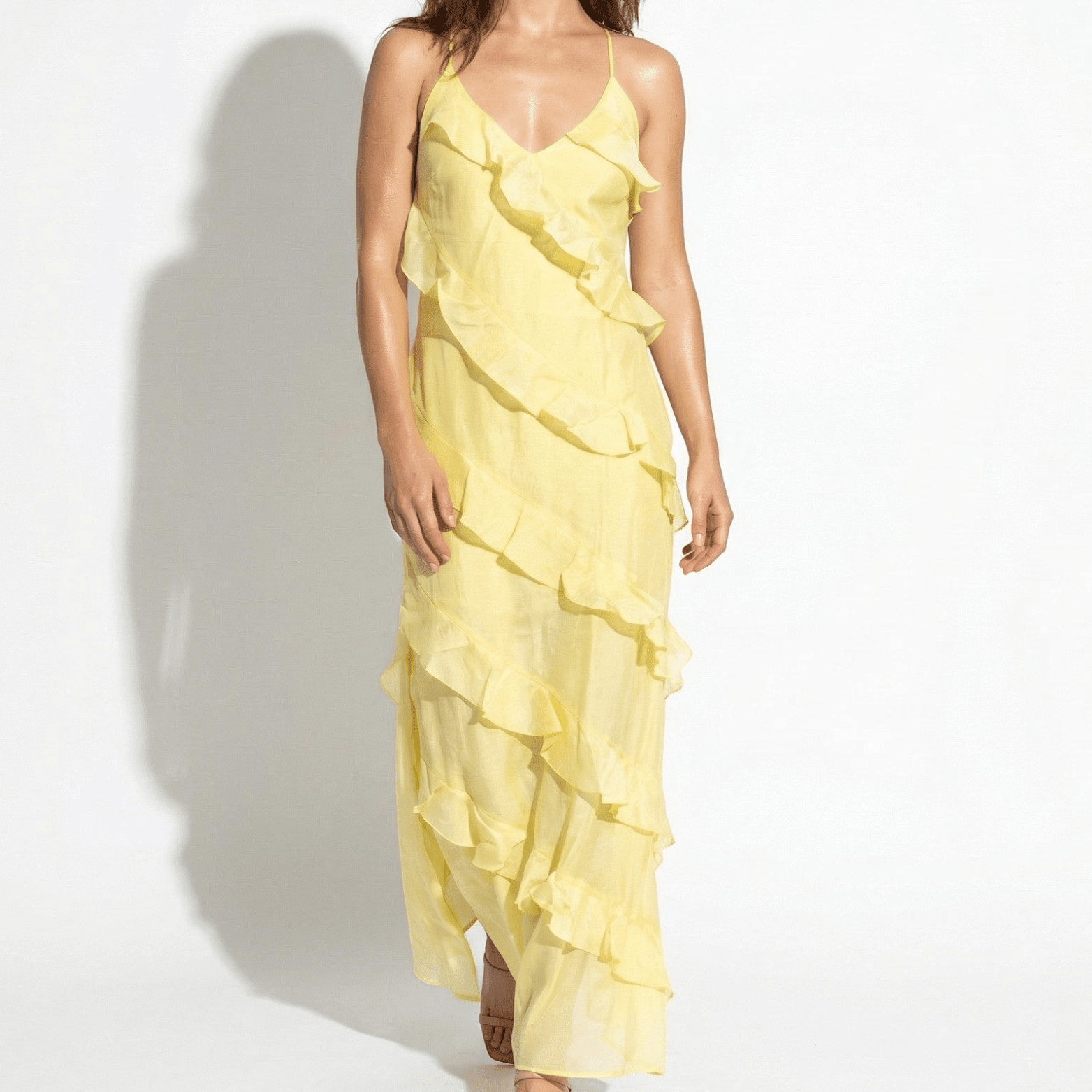 Rosie - Women's Tiered Summer Maxi Dress - Maxi Dresses - Yellow - Parker&Brooks