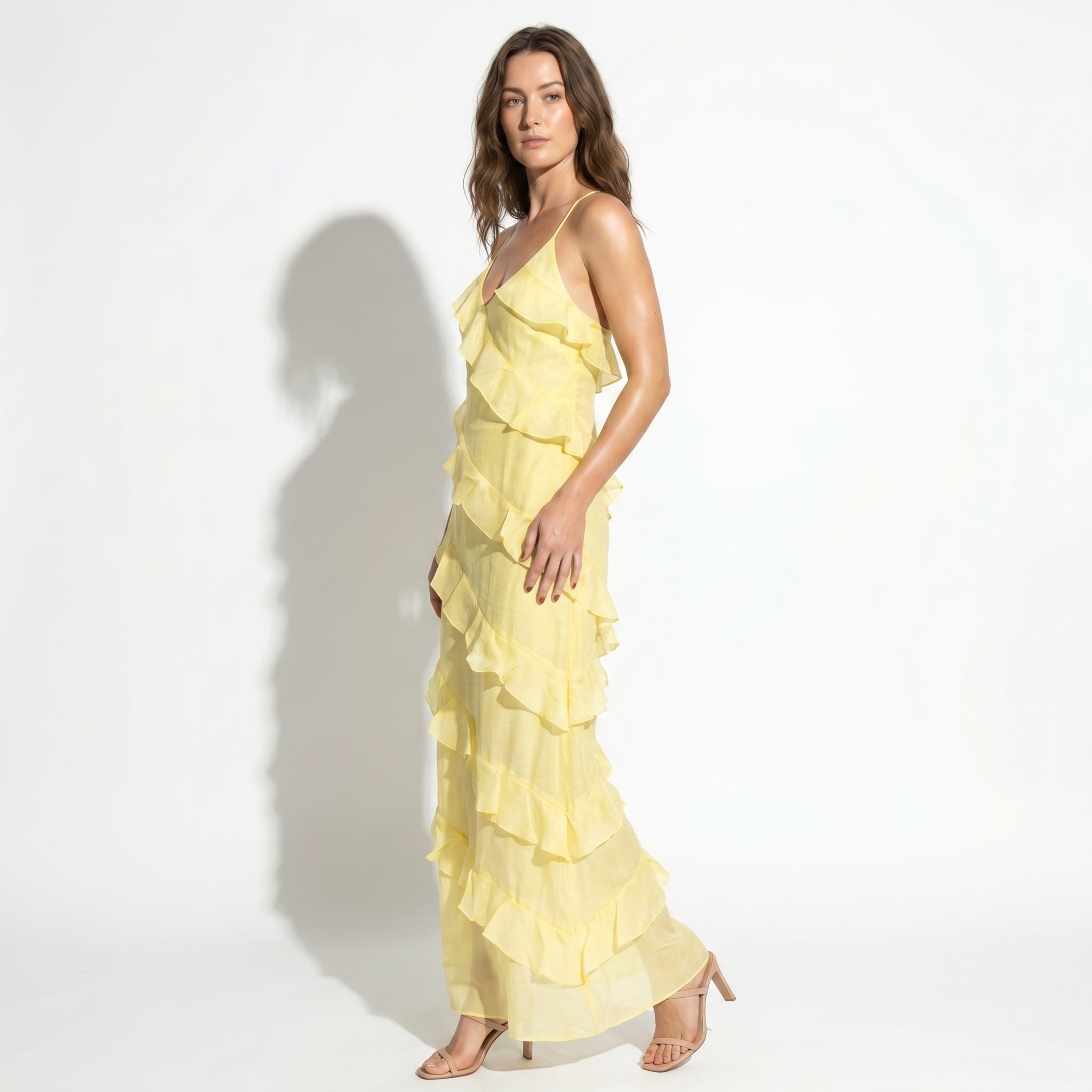 Rosie - Women's Tiered Summer Maxi Dress - Maxi Dresses - Yellow - Parker&Brooks