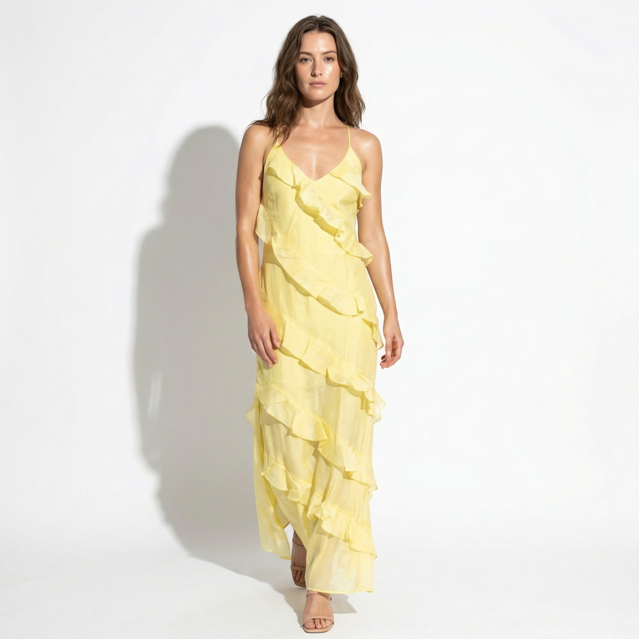 Rosie - Women's Tiered Summer Maxi Dress - Maxi Dresses - Yellow - Parker&Brooks