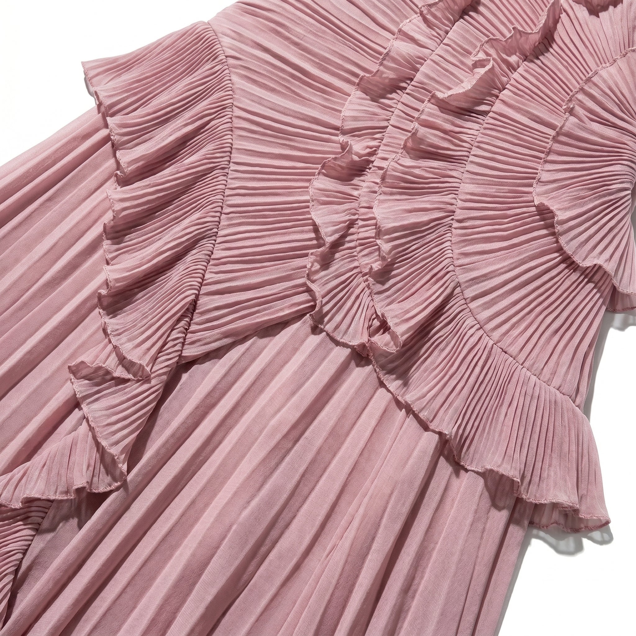 Ruby - Women's Halter Neck Ruffle Pleated Maxi Dress - Dresses - Pink - Parker&Brooks