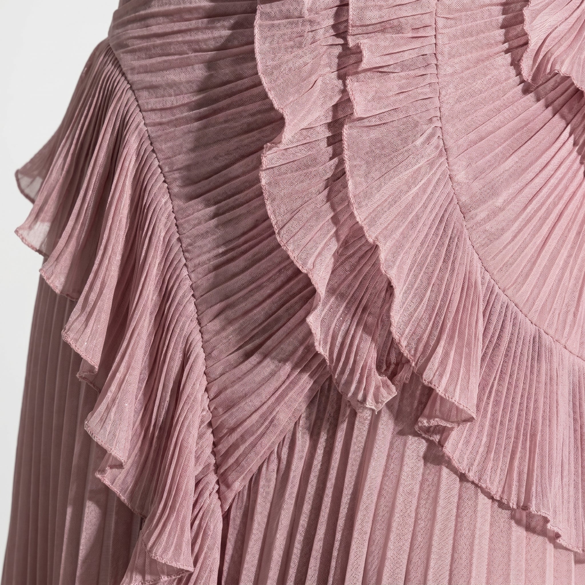 Ruby - Women's Halter Neck Ruffle Pleated Maxi Dress - Dresses - Pink - Parker&Brooks